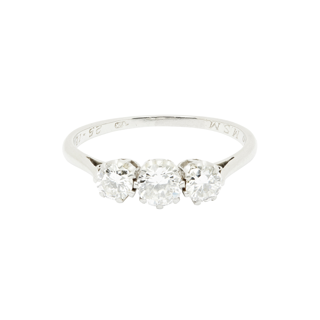A three stone diamond ring