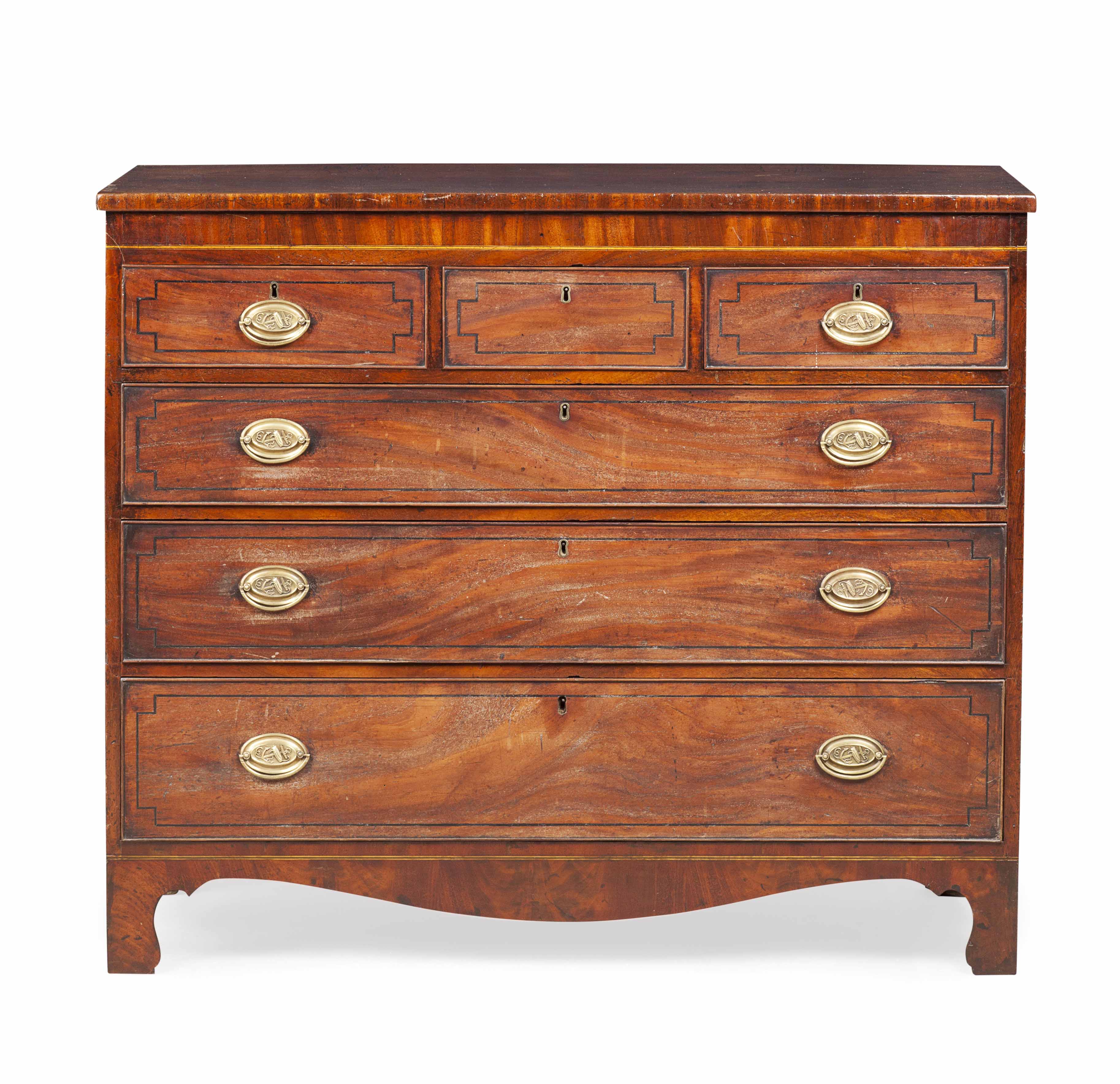 REGENCY MAHOGANY AND INLAID CHEST OF DRAWERS