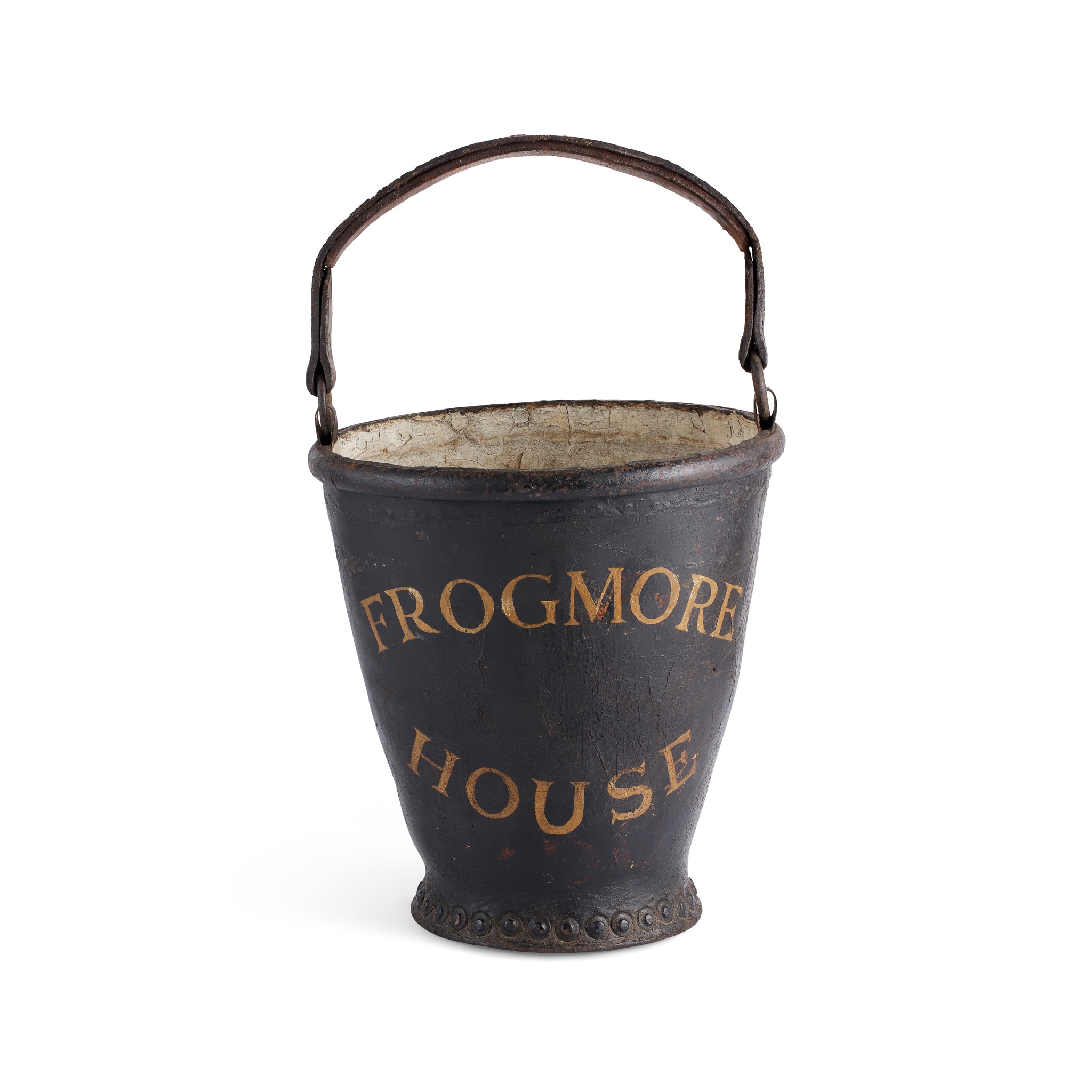 LATE VICTORIAN FROGMORE HOUSE LEATHER FIRE BUCKET, OF ROYAL INTEREST