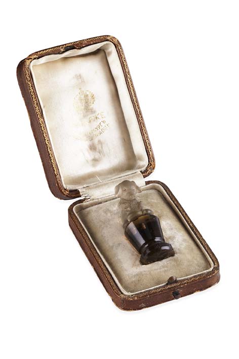 FABERGE- a carved smoky quartz seal