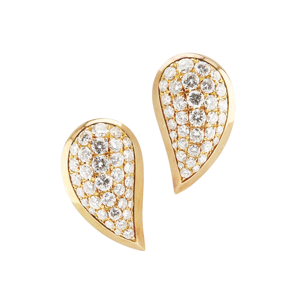 A pair of modern diamond set earrings