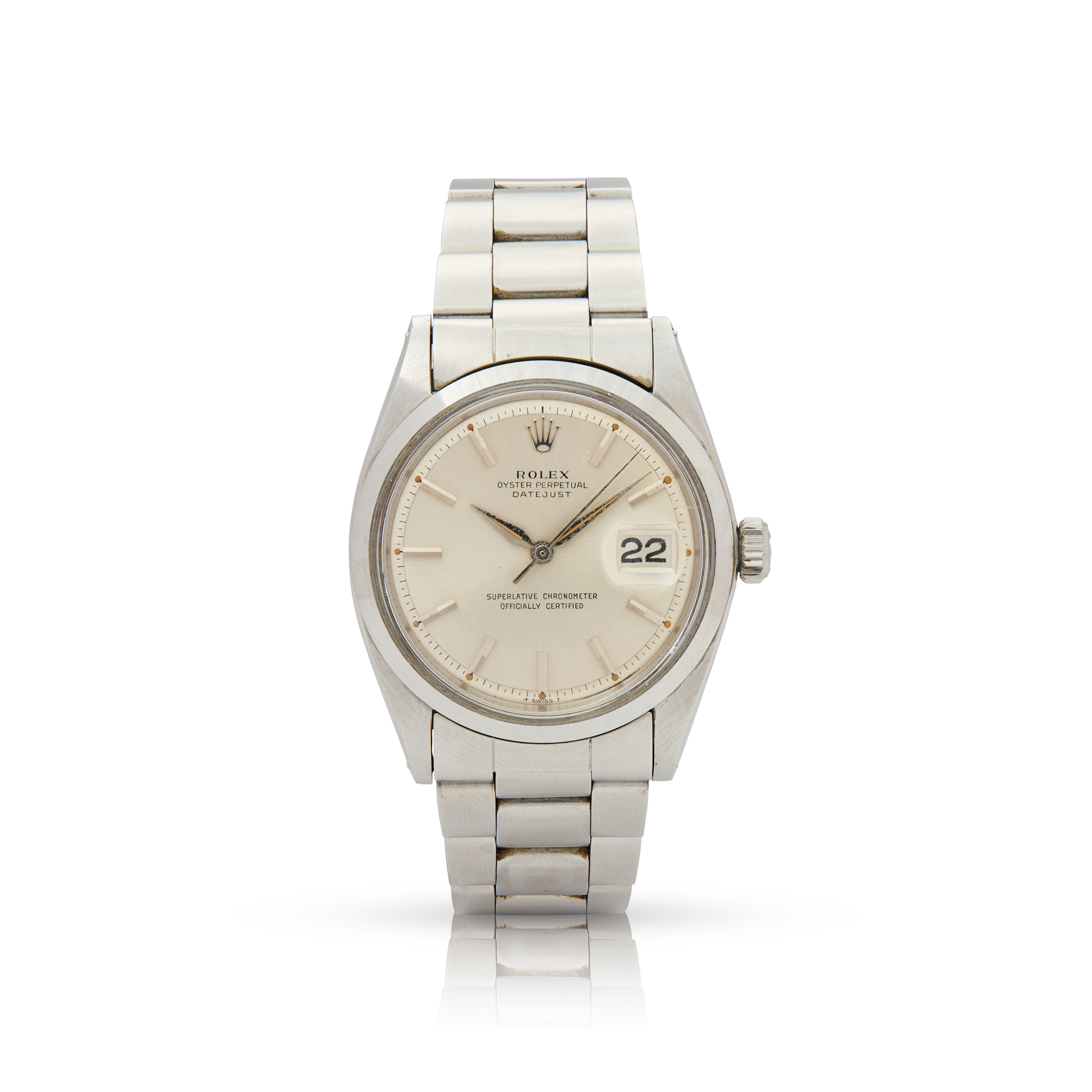 Rolex. A stainless steel automatic wristwatch with date