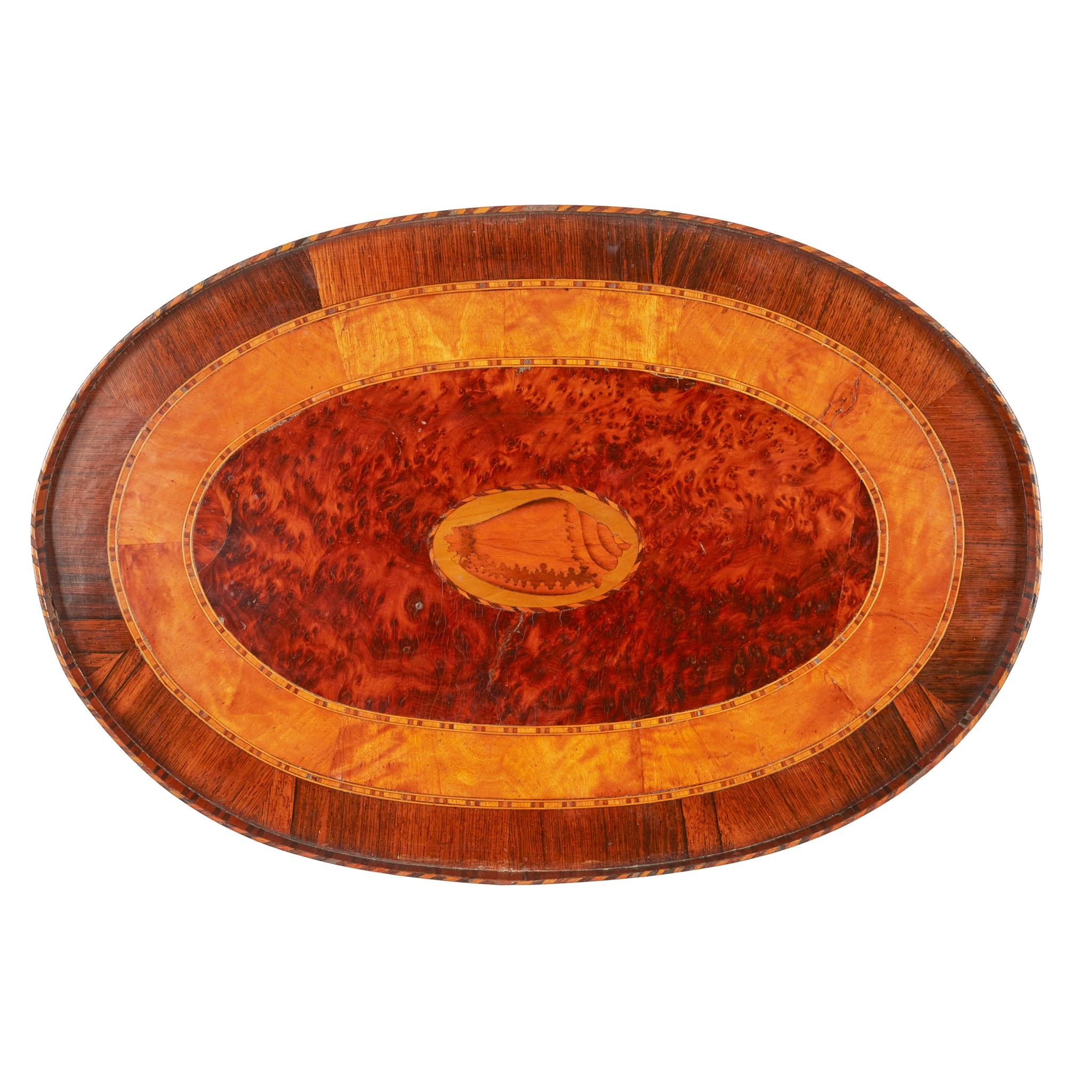 GEORGE III SATINWOOD, GONCALO ALVES, AND BURR YEW TRAY