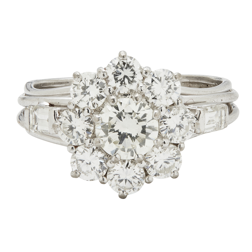 A diamond set cluster ring
