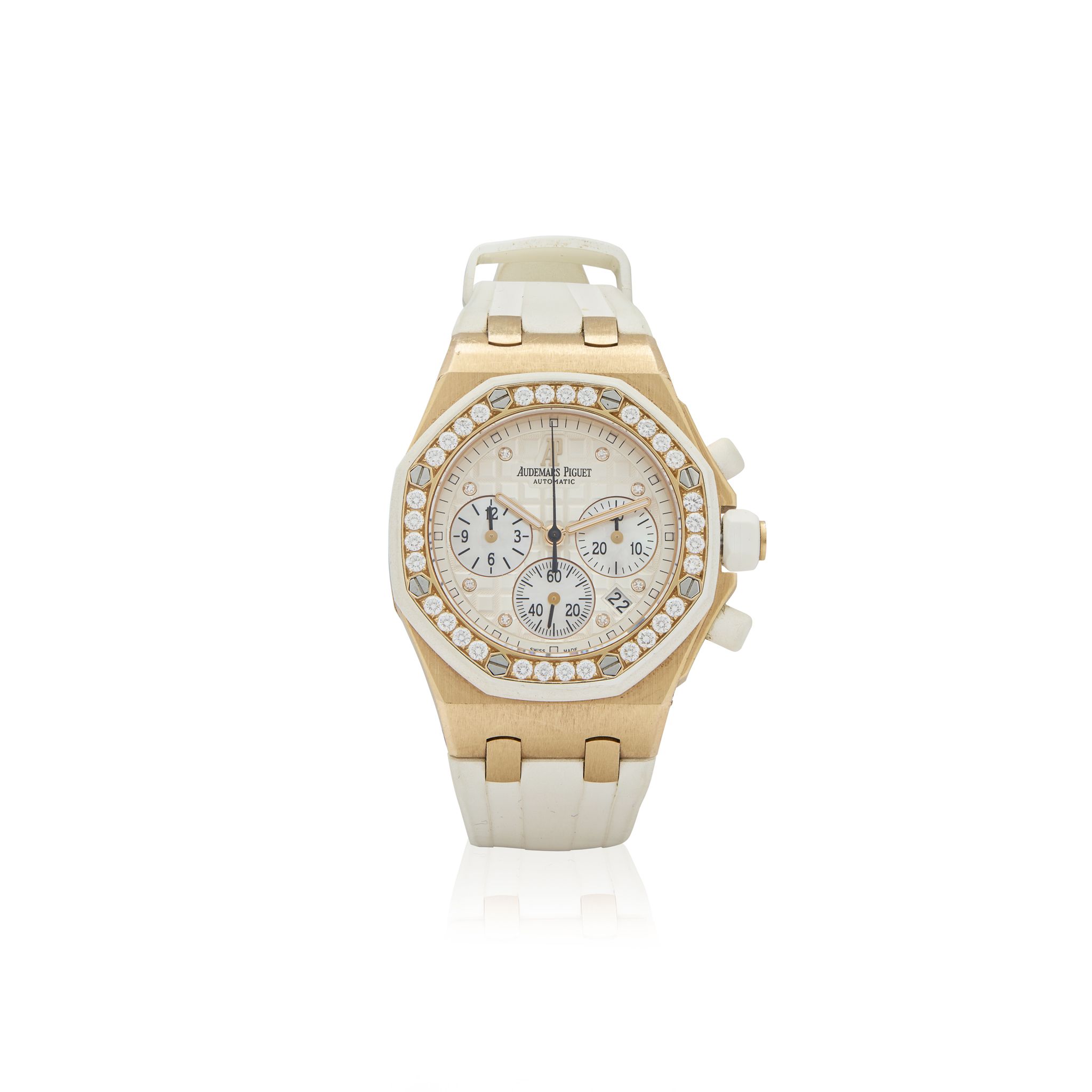 Audemars Piguet. An impressive Ladies 18k pink gold and diamond automatic chronograph wristwatch