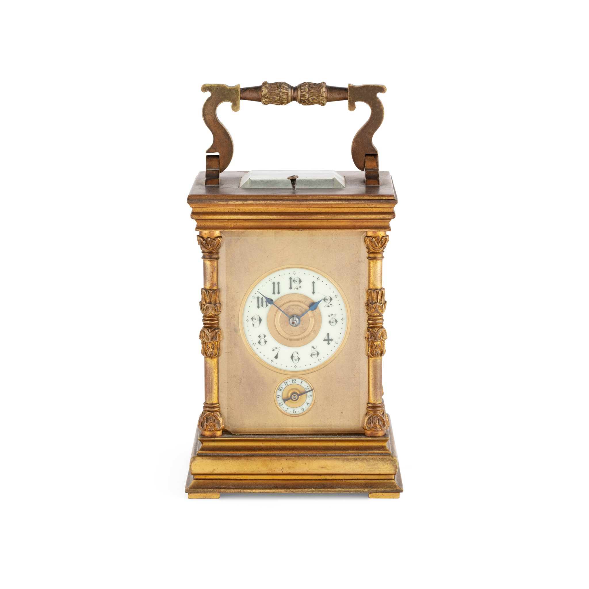 FRENCH BRASS REPEATER ALARM CARRIAGE CLOCK