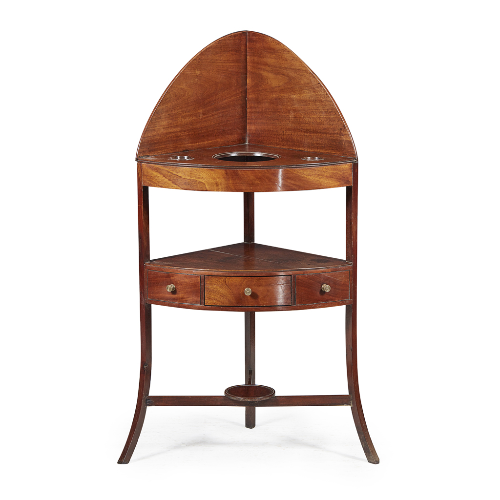 GEORGE III MAHOGANY CORNER WASH STAND