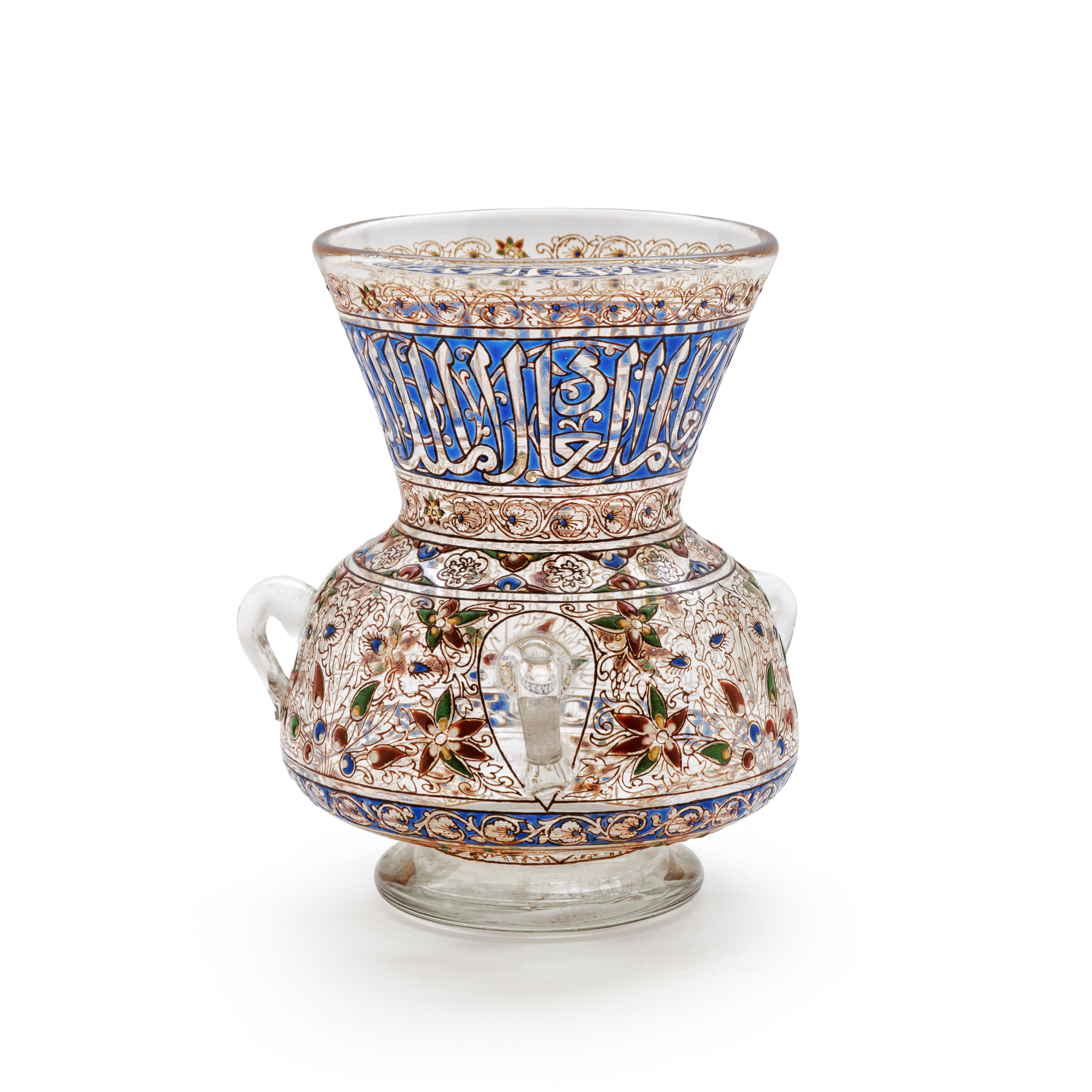 A SUPERB MINIATURE ‘BROCARD’ MAMLUK-STYLE ENAMELLED GLASS MOSQUE LAMP