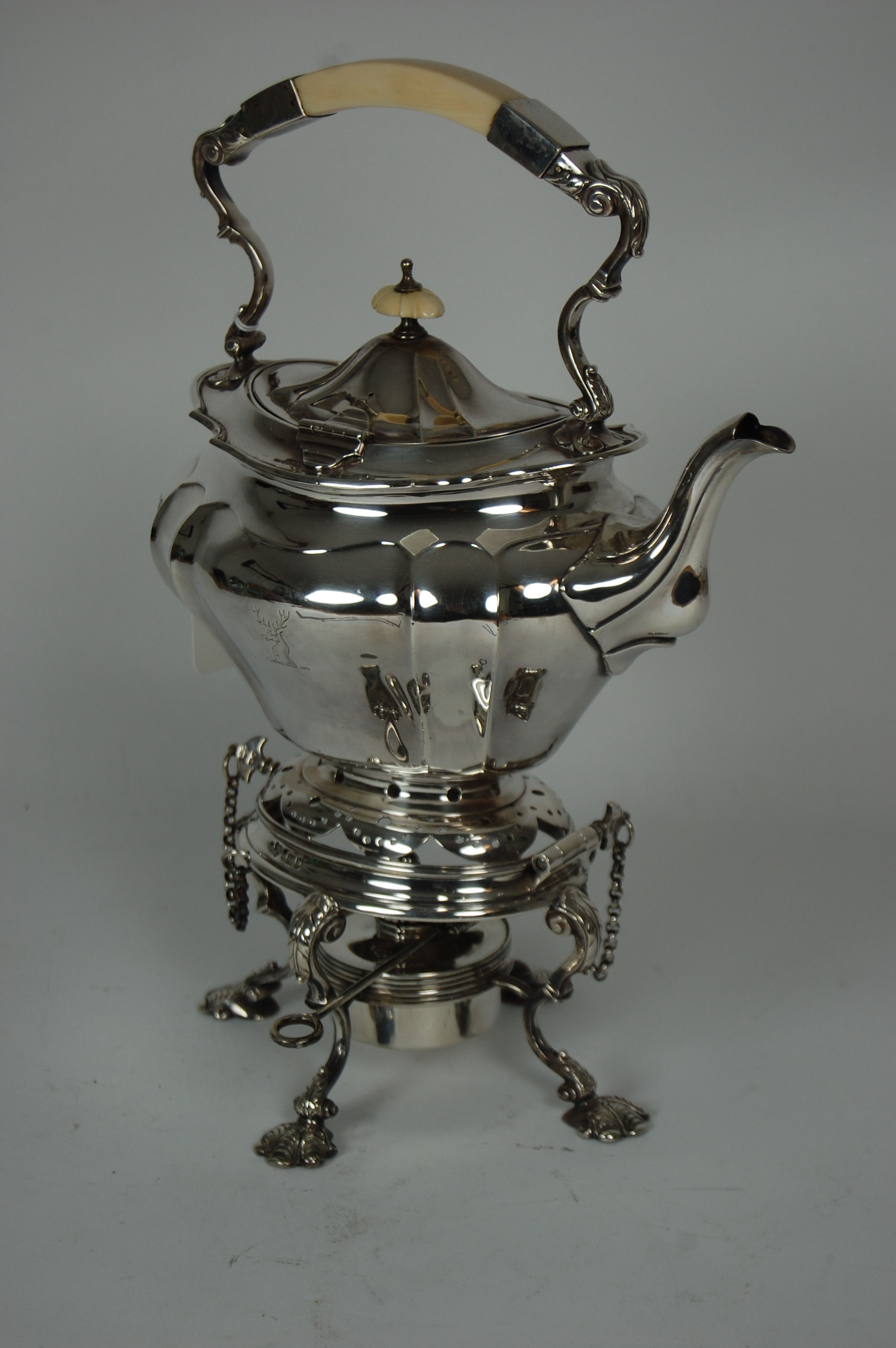 An Edwardian spirit kettle stand and burner