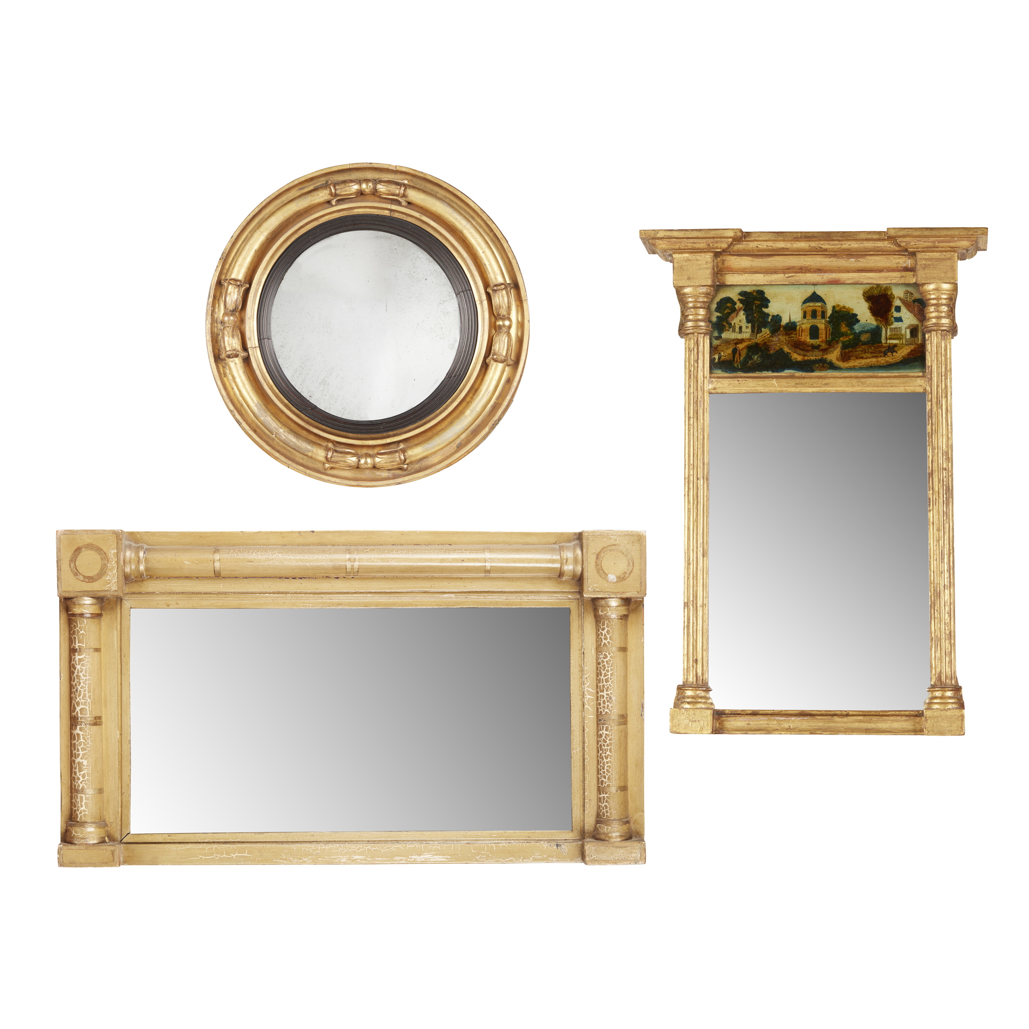 THREE SMALL REGENCY GILT MIRRORS