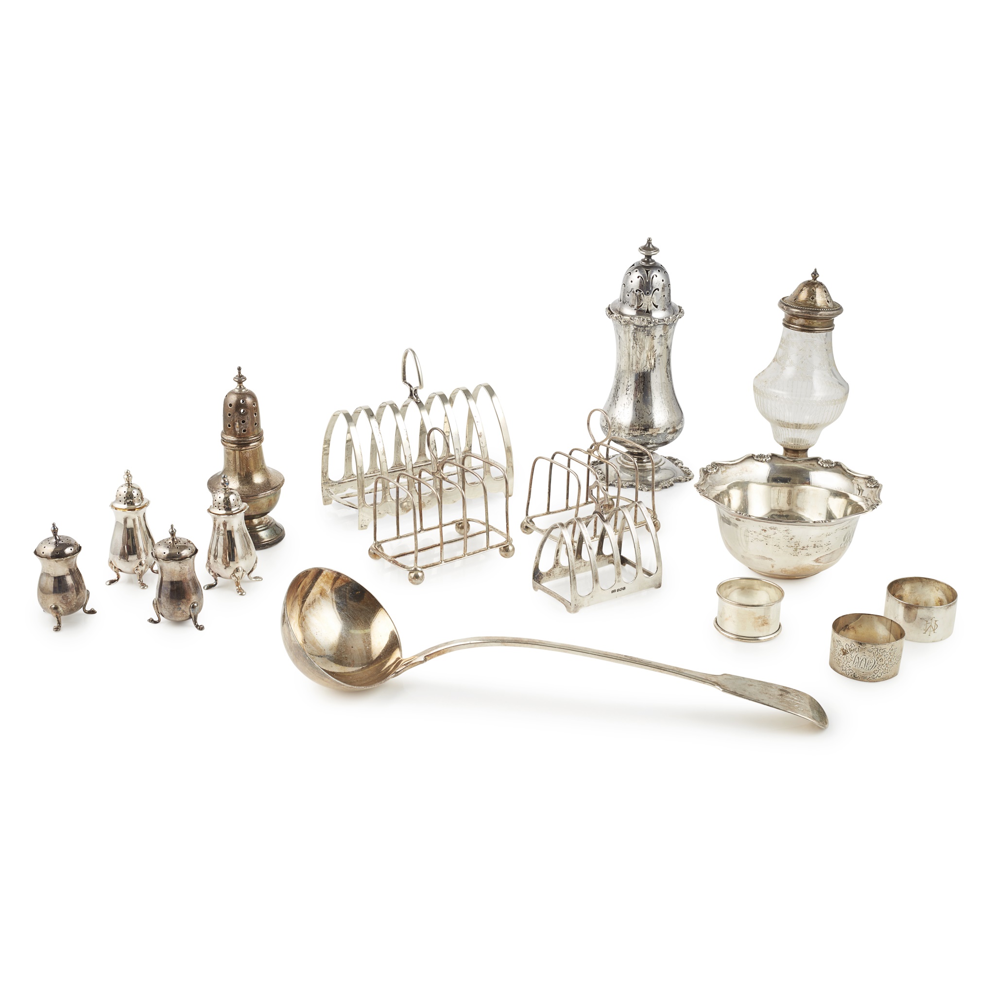 A collection of small silver