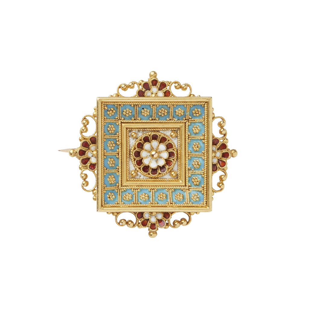 A mid-19th century Etruscan revival brooch