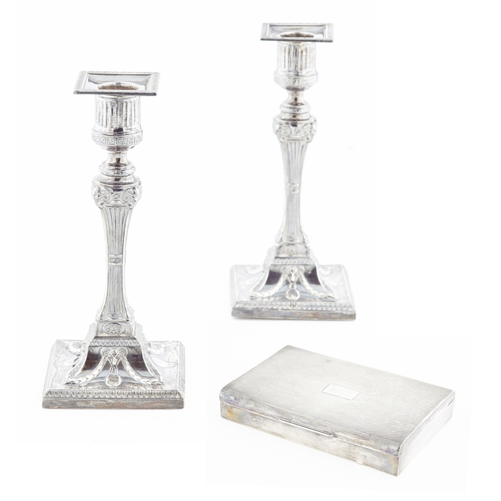 A pair of dwarf table candlesticks