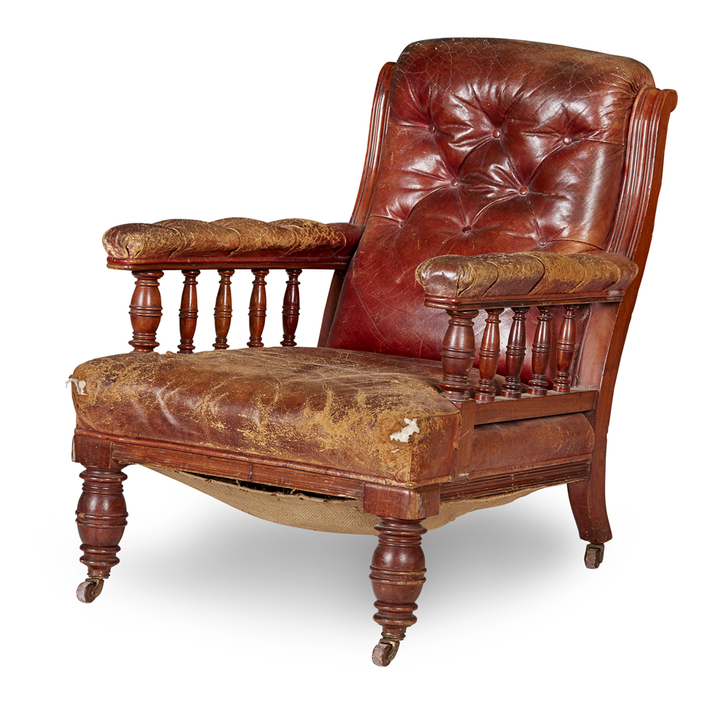 VICTORIAN LEATHER UPHOLSTERED ARMCHAIR