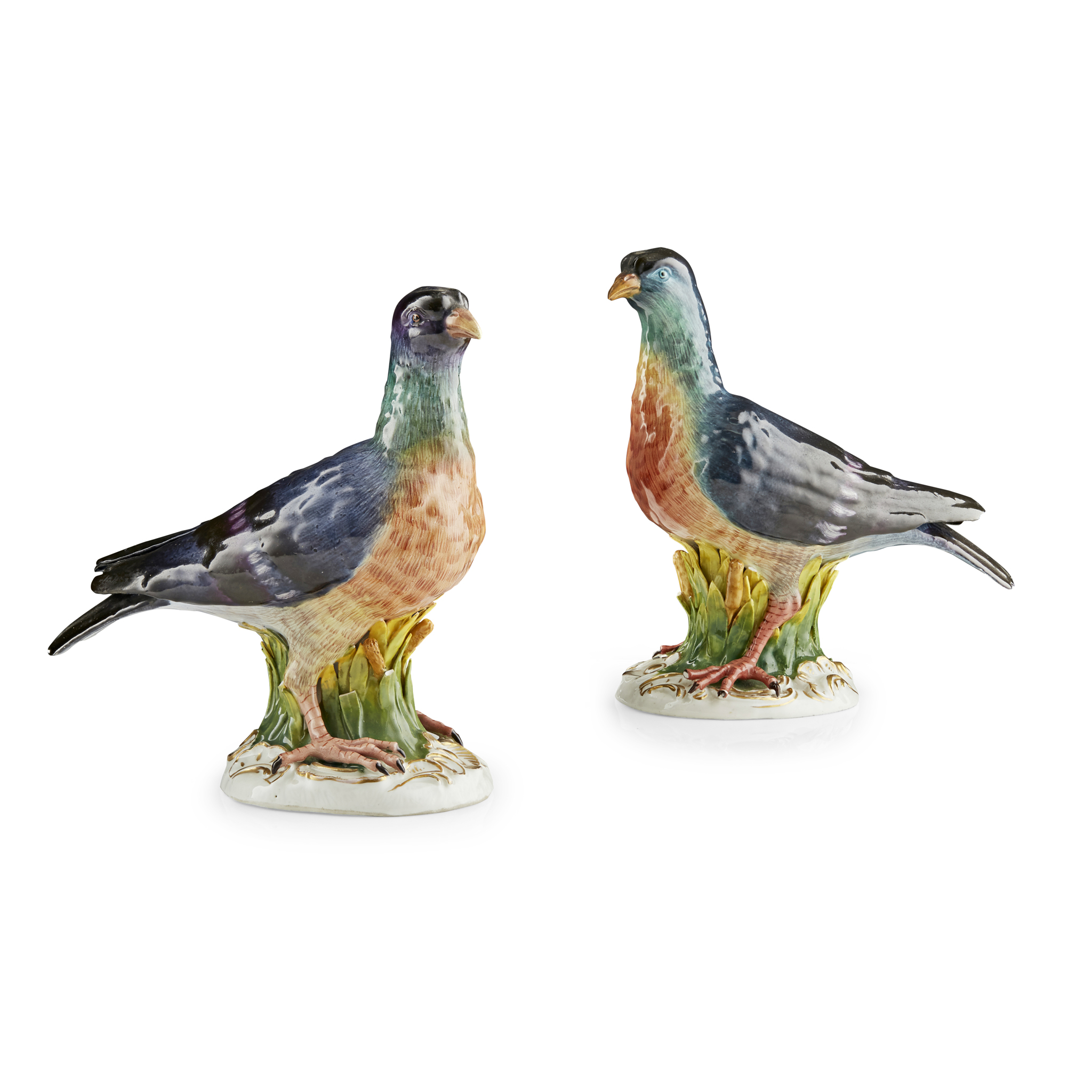 PAIR OF GERMAN PORCELAIN FIGURES OF PIGEONS, BY CARL THIEME