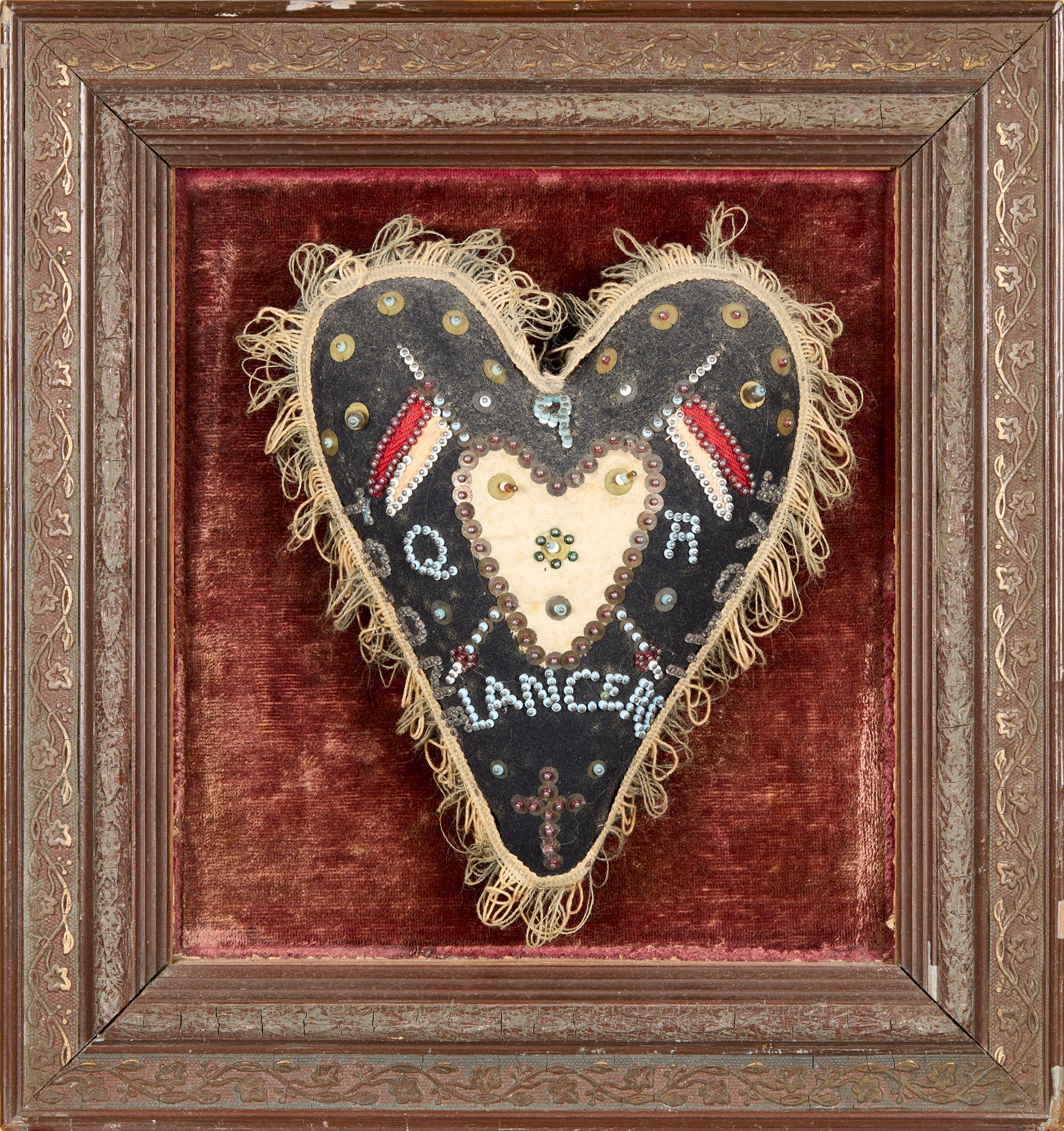 VICTORIAN PIN CUSHION OF REGIMENTAL 9TH QUEEN'S LANCERS INTEREST