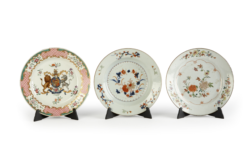 Three Chinese 18th / 19th century porcelain circular plates