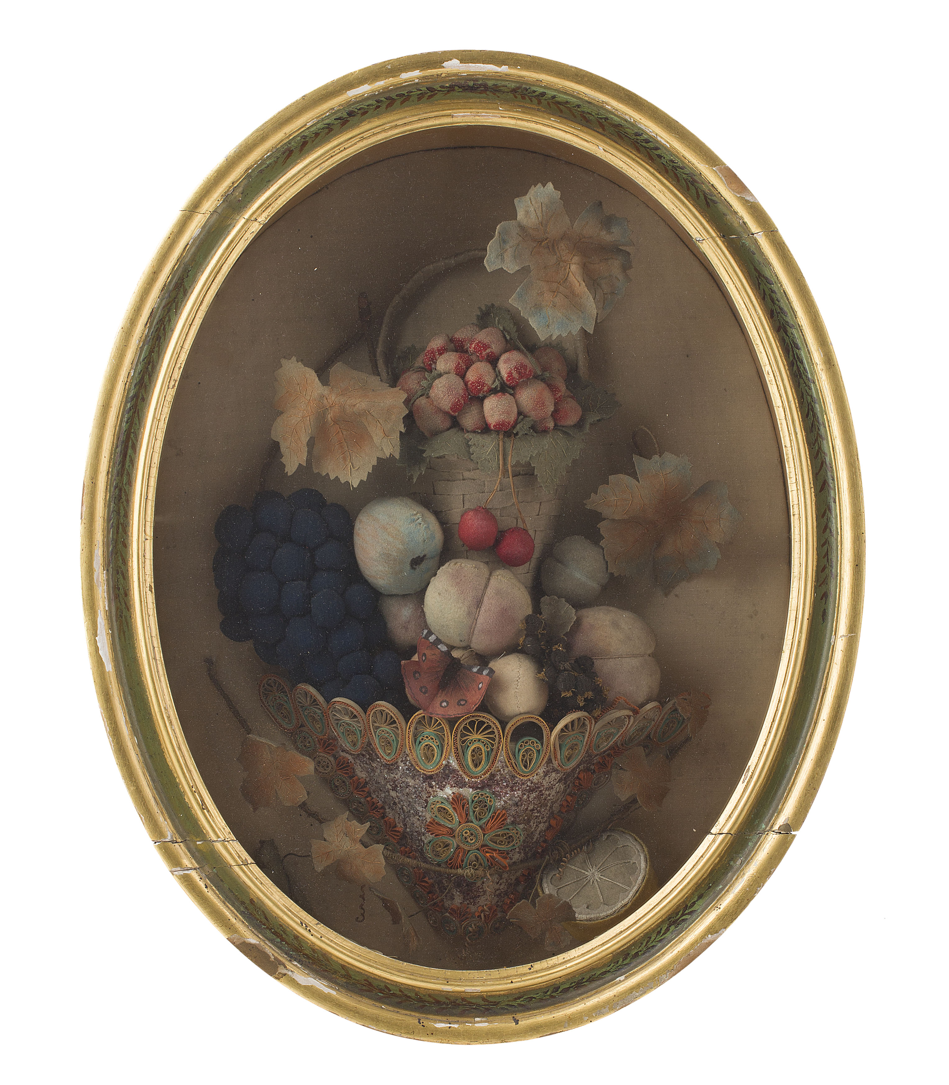 VICTORIAN FRAMED FELT STILL LIFE