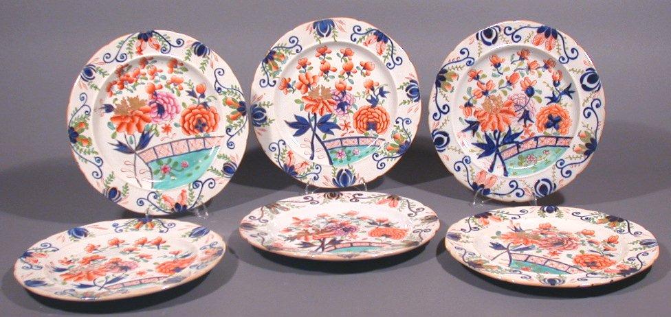 A set of six Masons patent ironstone china plates