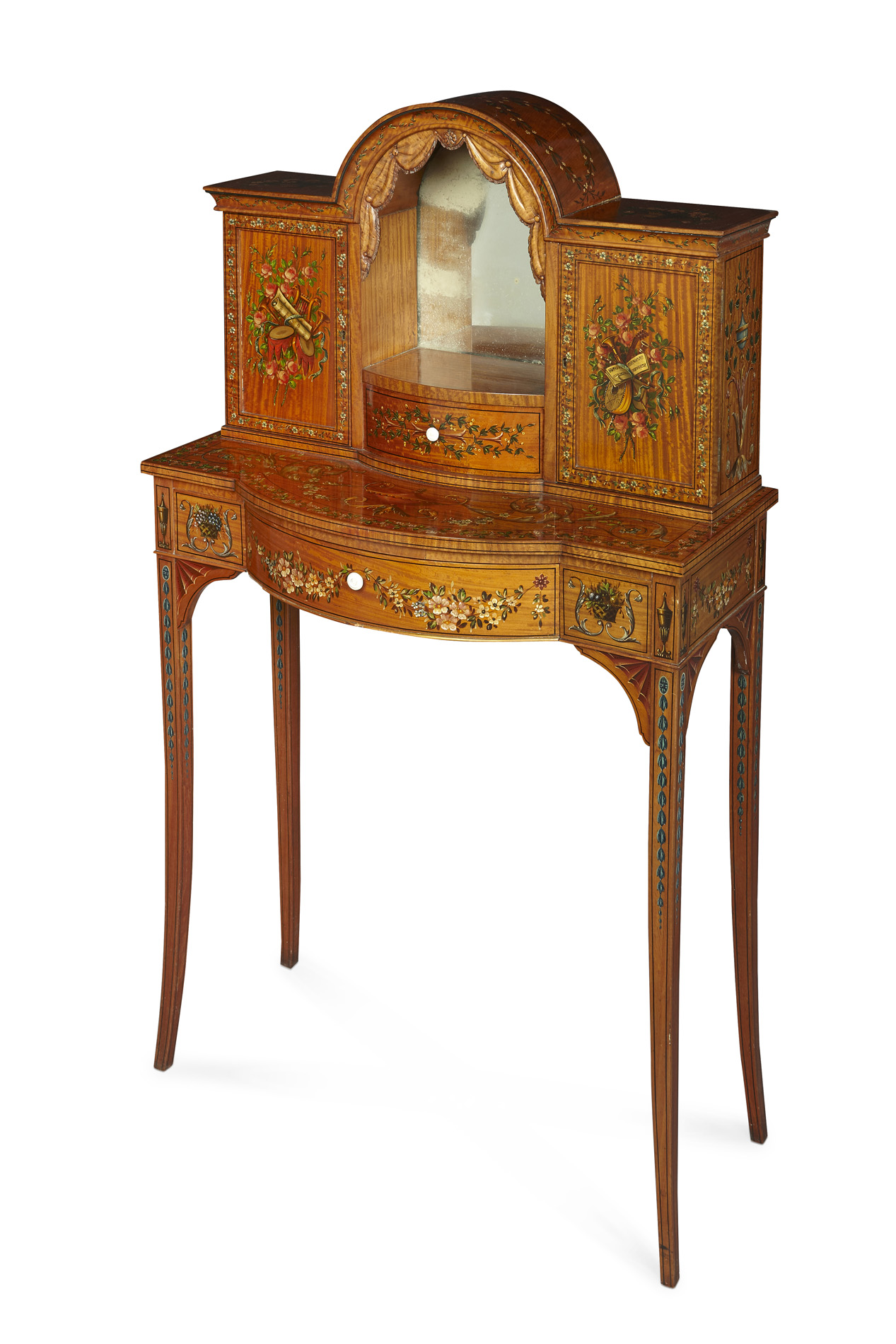 EDWARDIAN PAINTED SATINWOOD SIDE CABINET