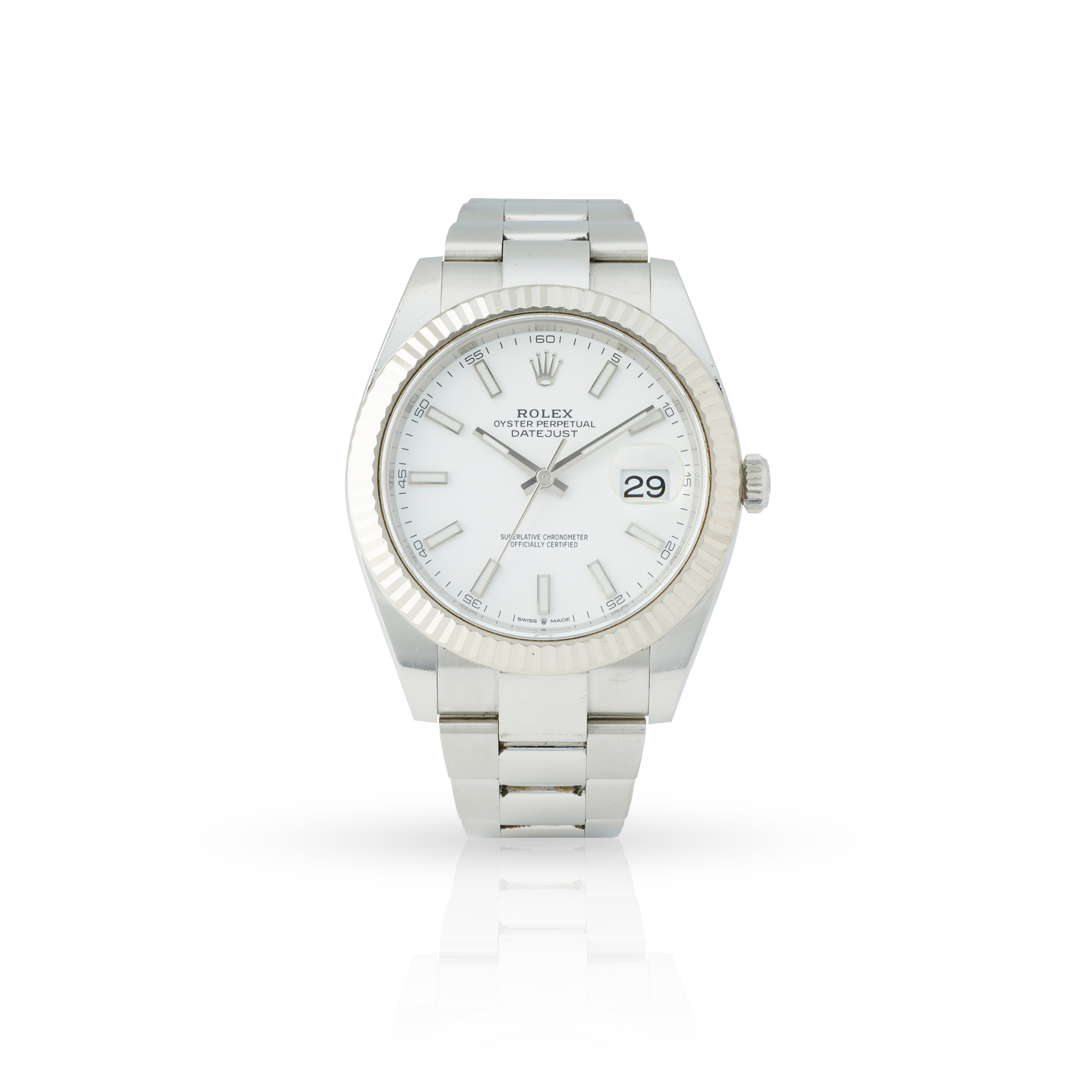 Rolex. A fine stainless steel and white gold automatic wristwatch with date