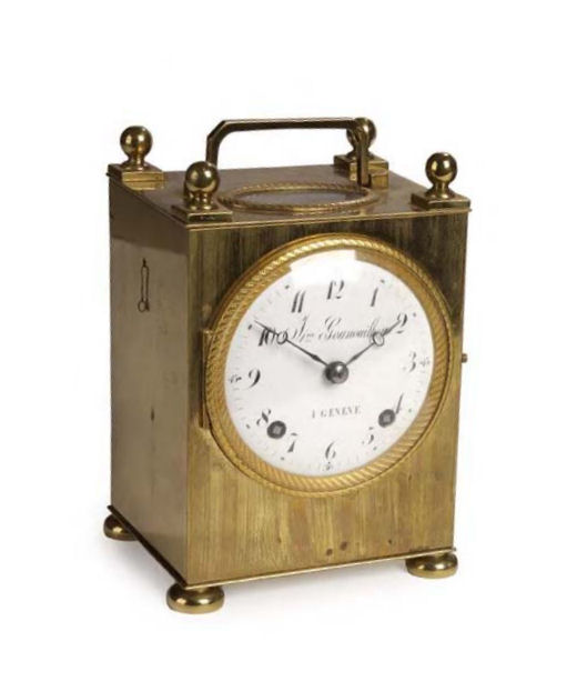 Simon Gounouilhou a Geneve An early 19th century brass cased carriage clock,