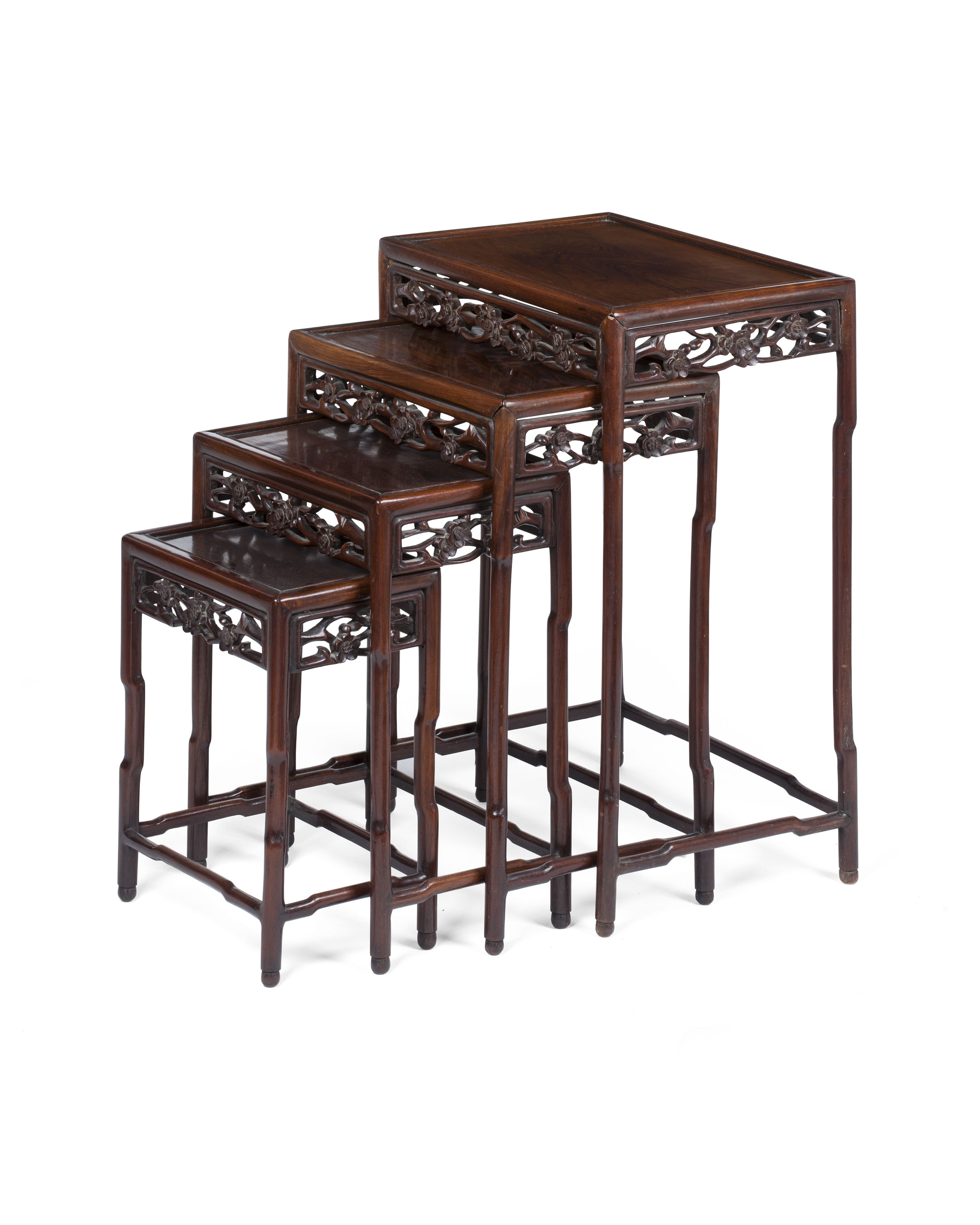 SET OF FOUR CHINESE HONGMU NESTING TABLES