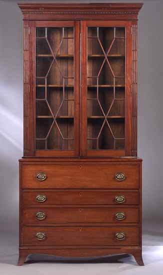 A George III mahogany secretaire bookcase