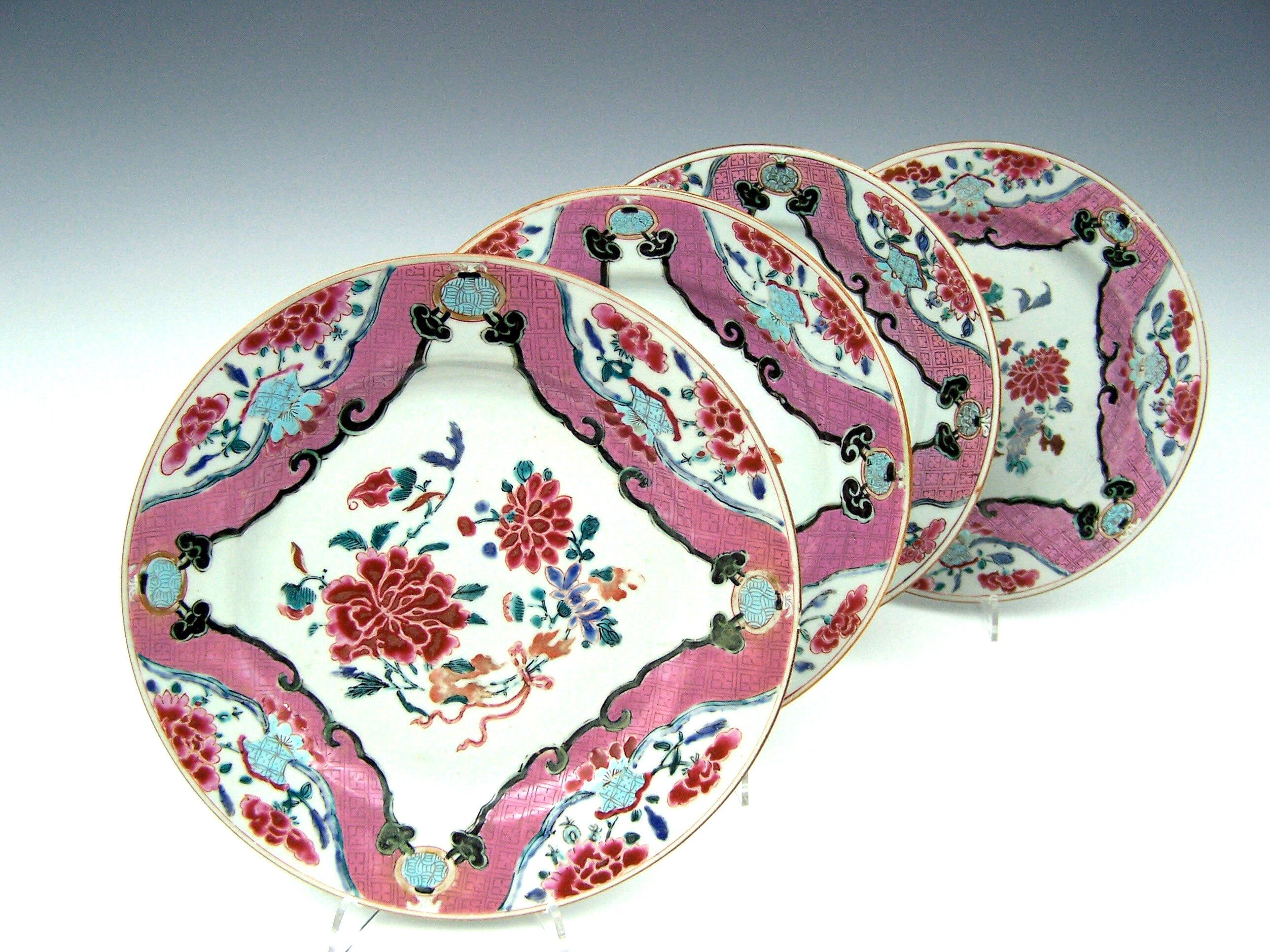 A set of four Chinese export famille rose plates, 18th century,