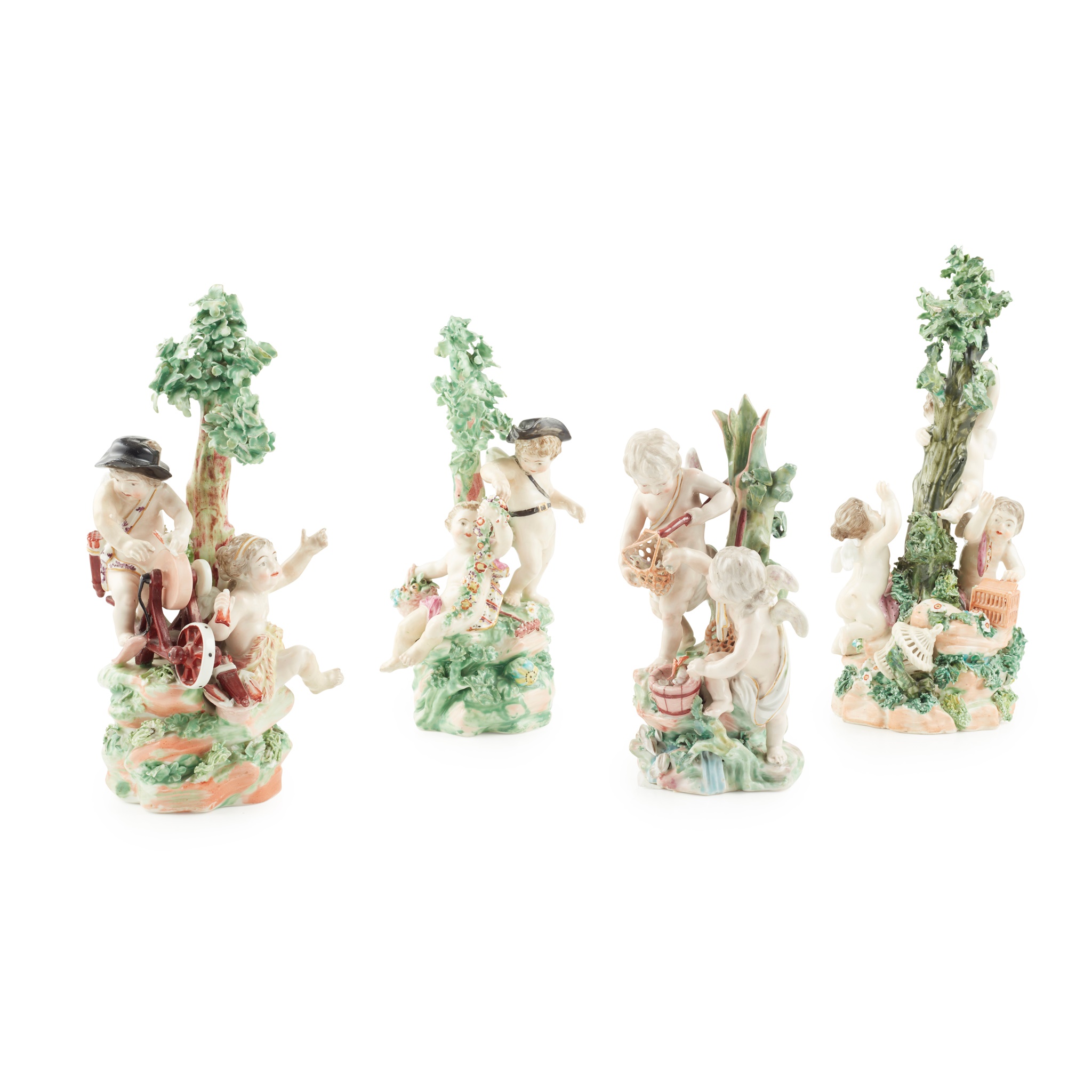 SET OF FOUR DERBY FIGURES EMBLEMATIC OF THE ELEMENTS
