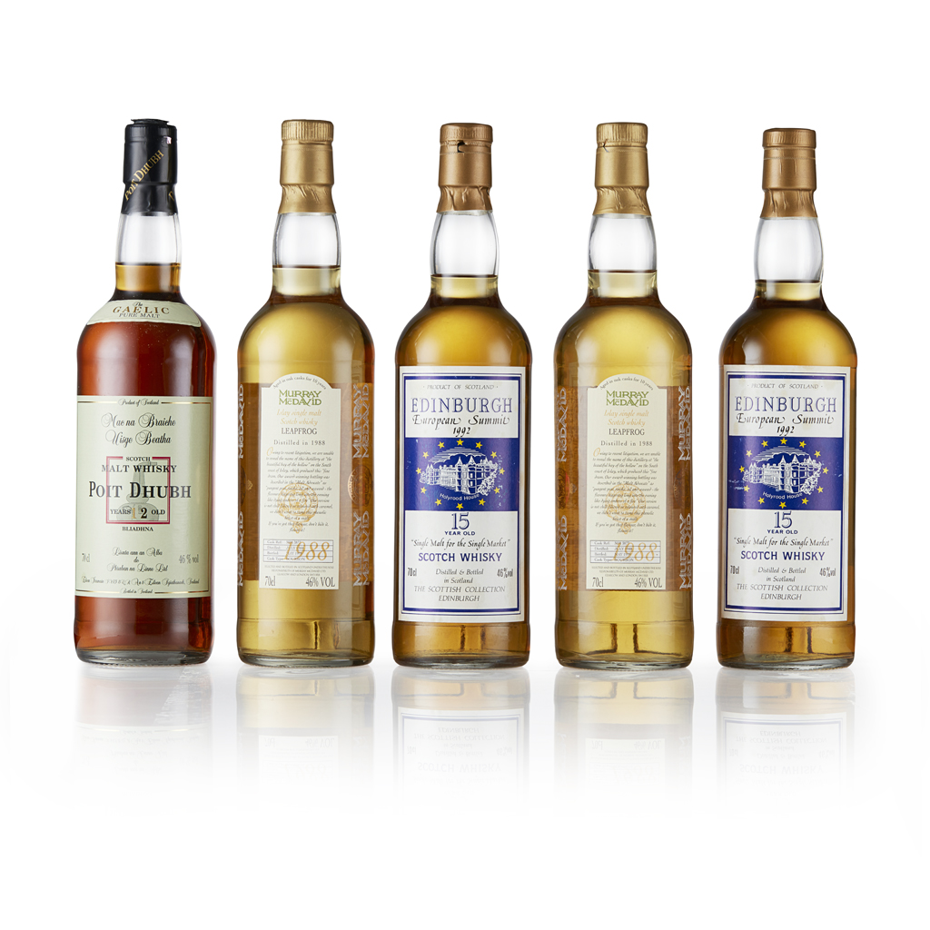 TWO BOTTLES OF LEAPFROG (LAPHROAIG) 1988 10 YEAR OLD - MURRAY MCDAVID