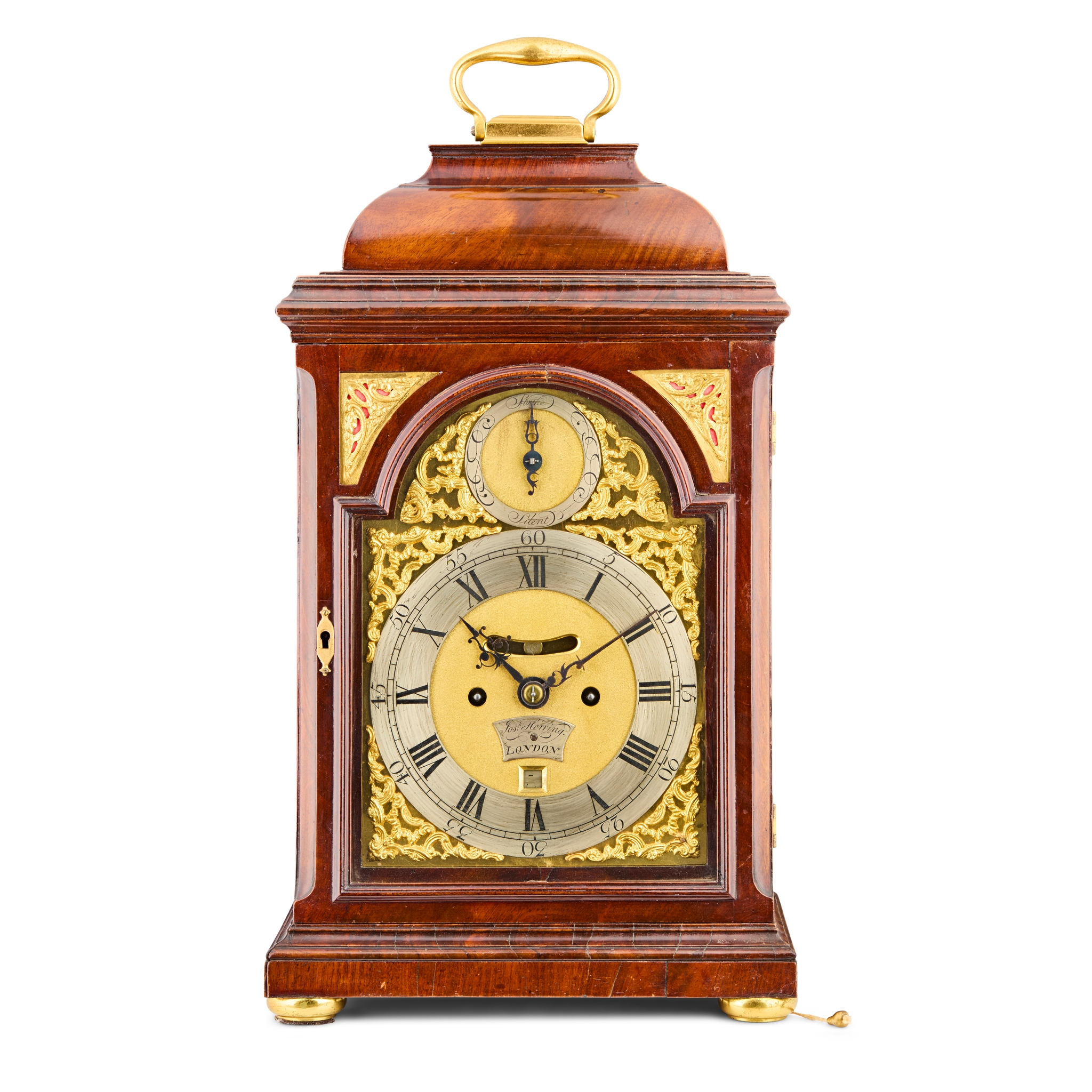 EARLY GEORGE III MAHOGANY AND GILT BRASS BRACKET CLOCK WITH PULL REPEAT, JOSEPH HERRING, LONDON