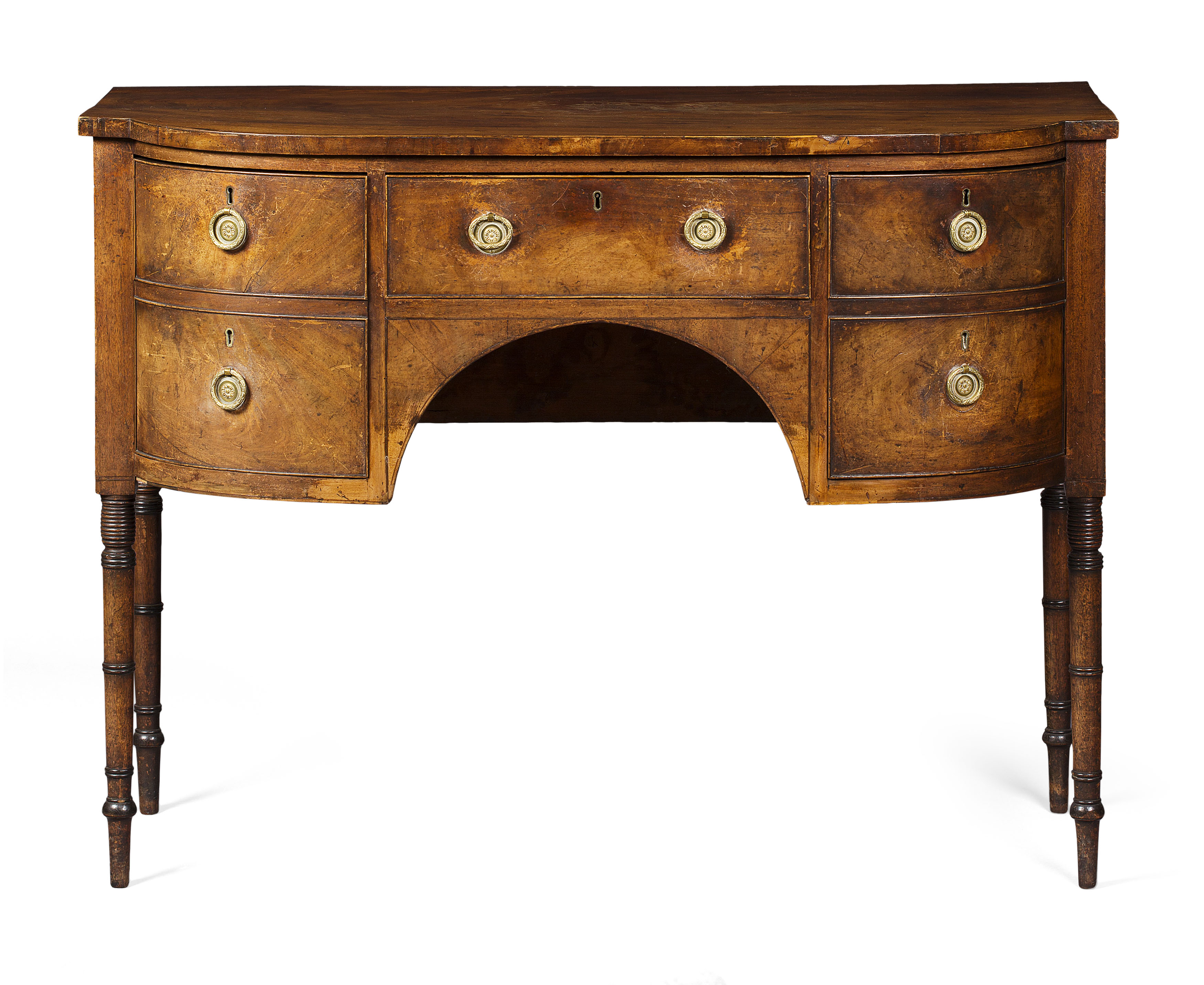 REGENCY MAHOGANY BOWFRONT SIDEBOARD