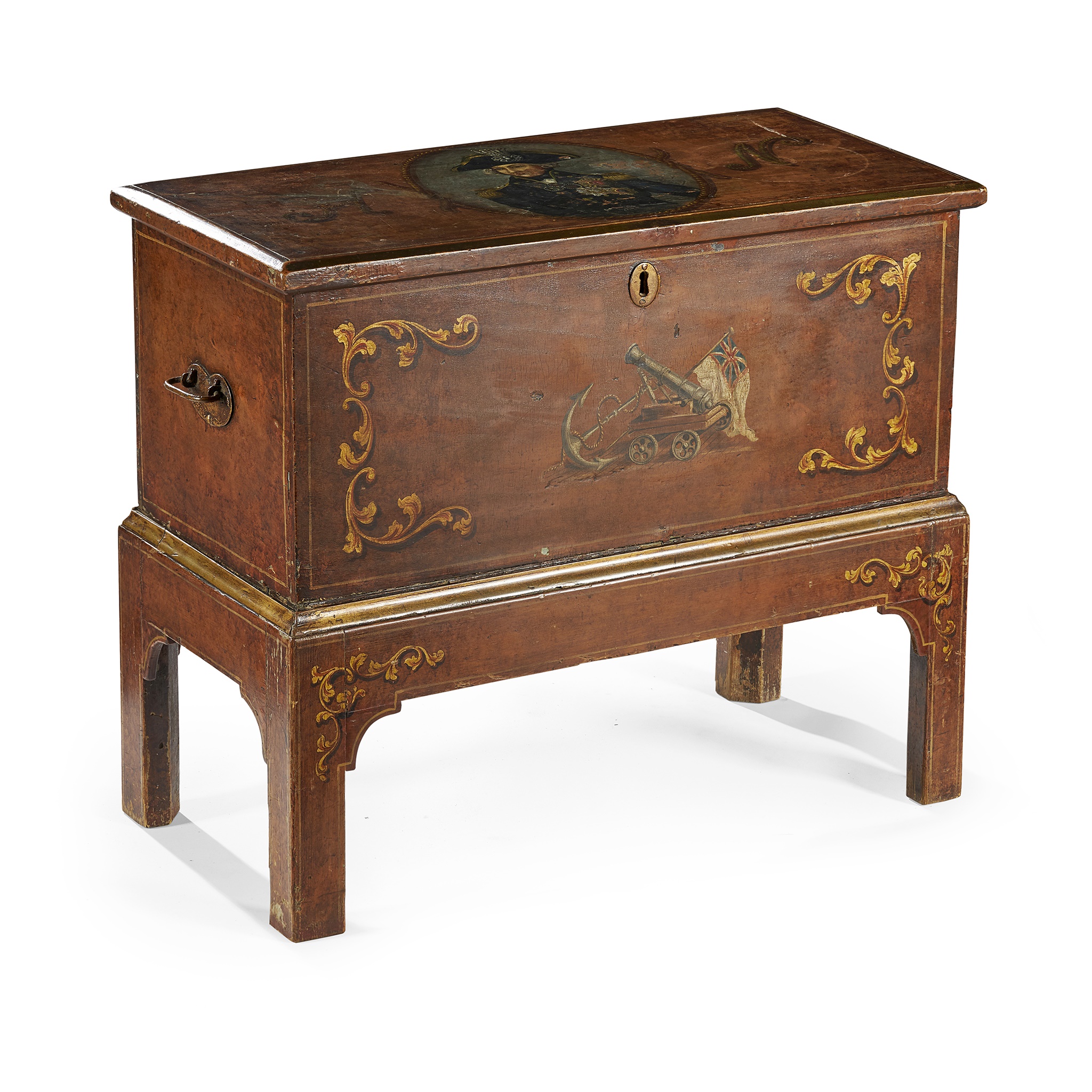 SAILOR'S PAINTED COMMEMORATIVE CHEST-ON-STAND