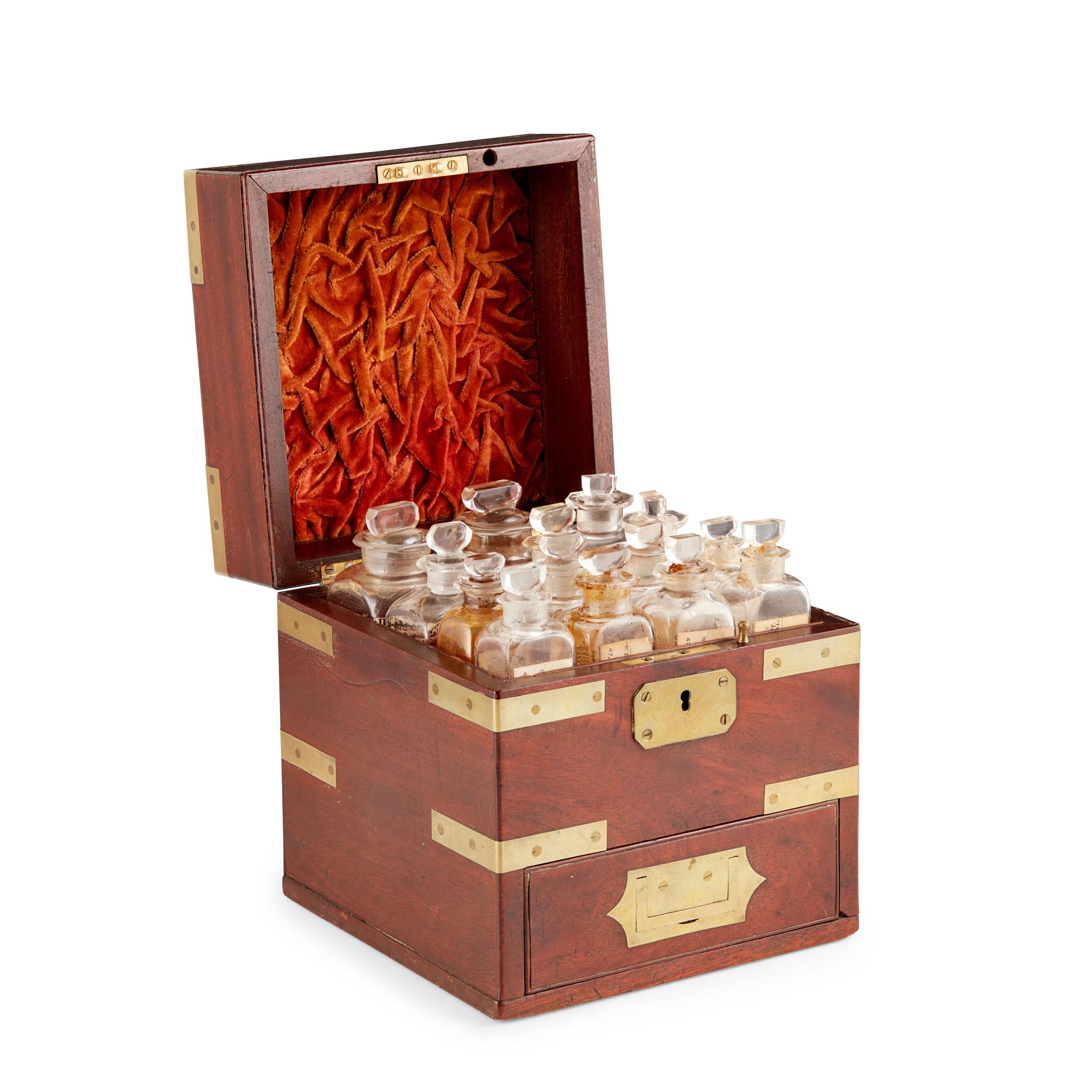 VICTORIAN BRASS BOUND MAHOGANY MEDICINE BOX