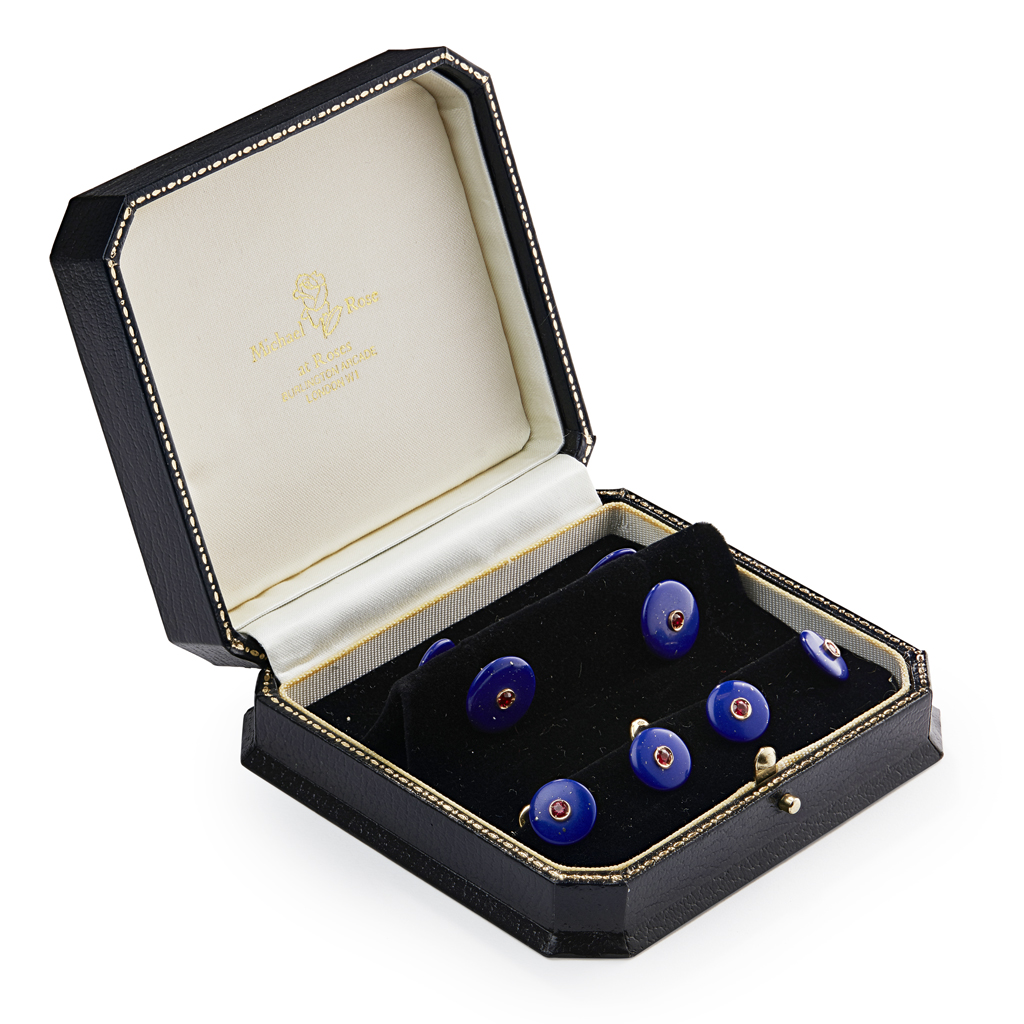 A gentleman's ruby and lapis lazuli dress set