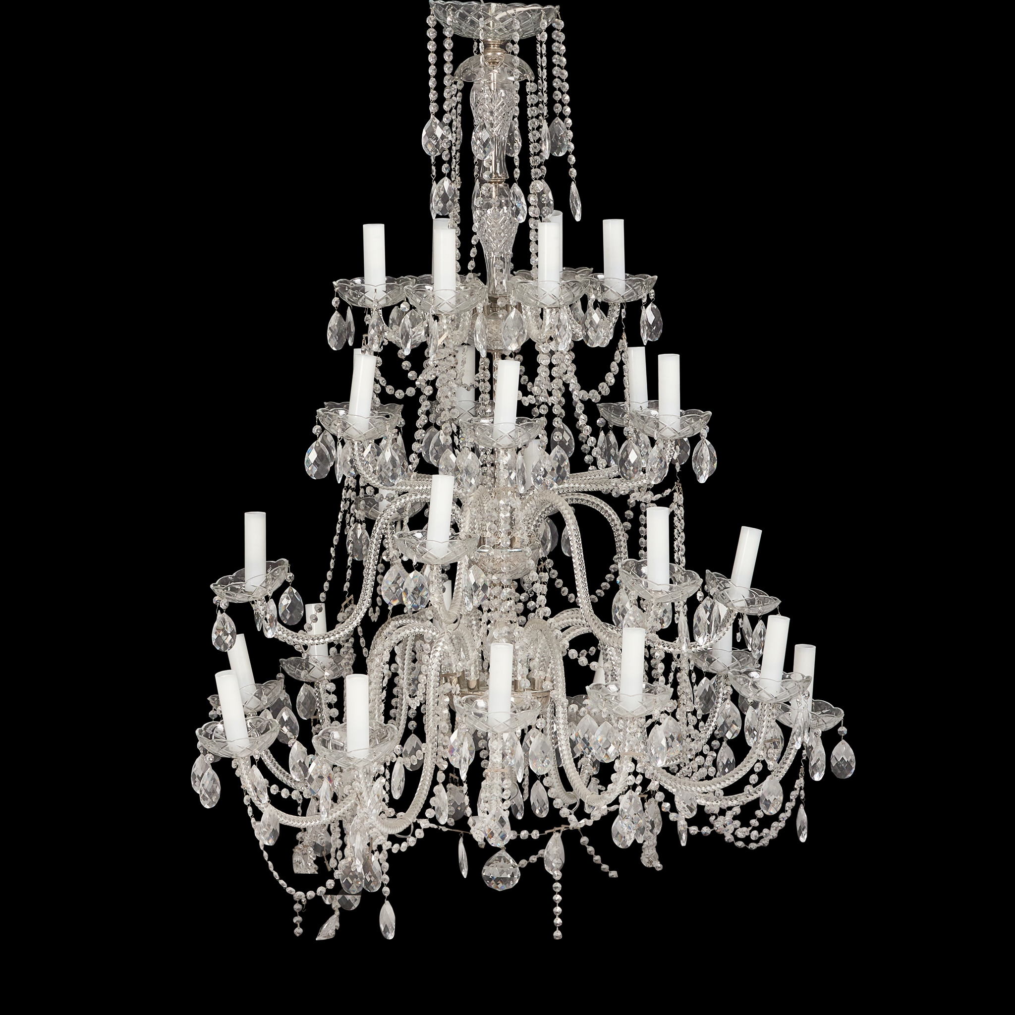 REGENCY STYLE THIRTY LIGHT CUT GLASS CHANDELIER