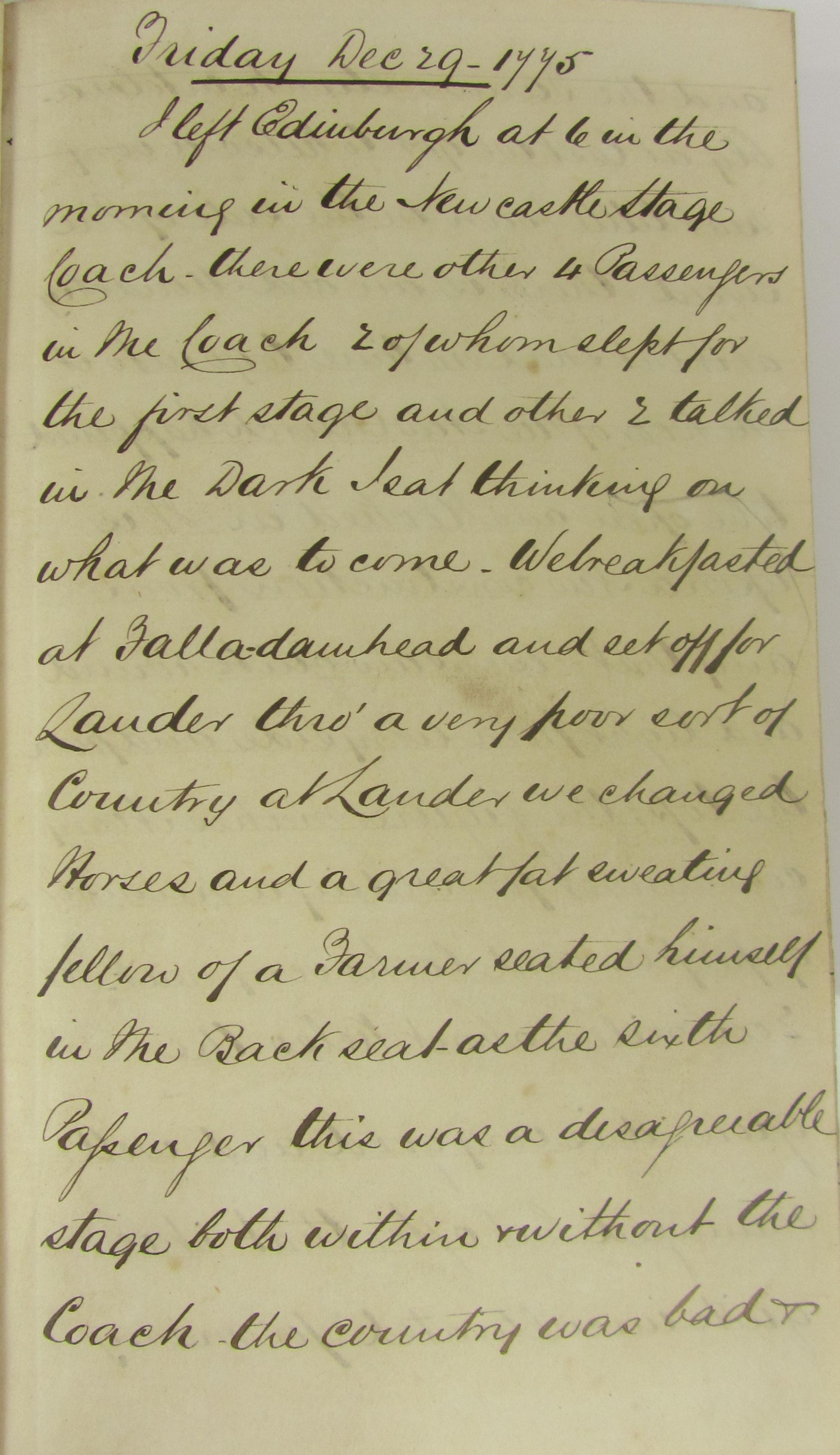 Manuscript travel and farming journal, 1775-1776