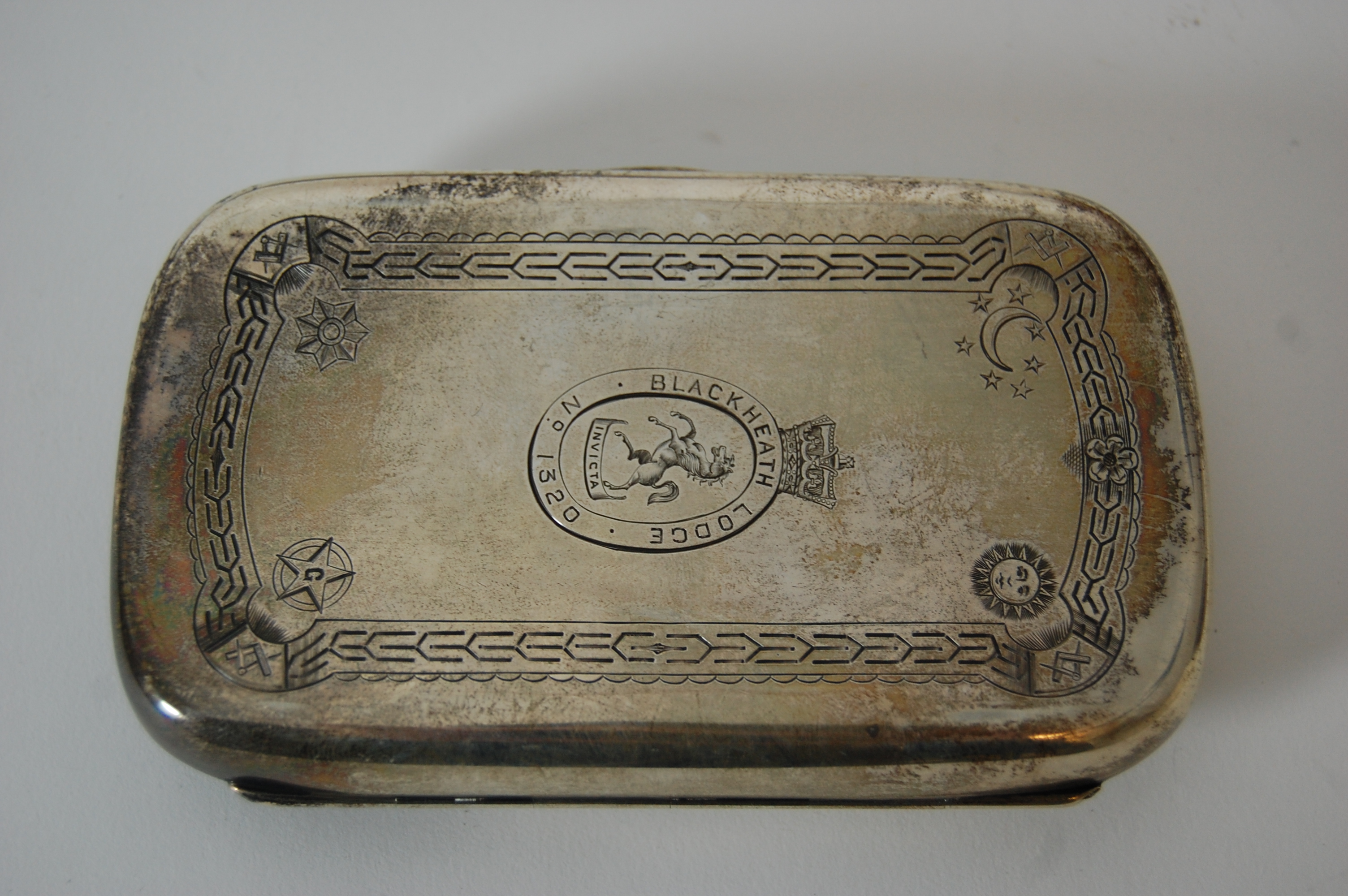 A Victorian masonic cigarette box