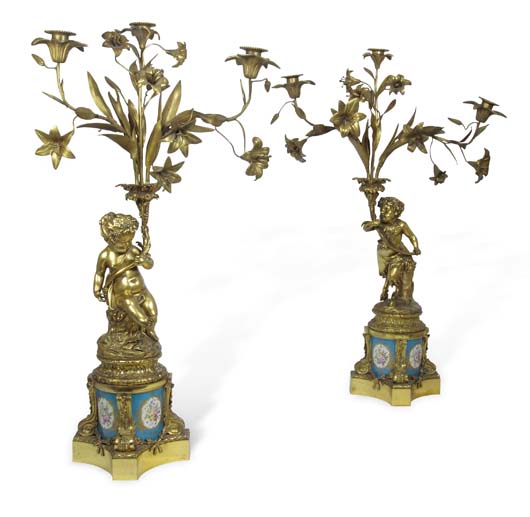A pair 19th century French ormolu table candelabra