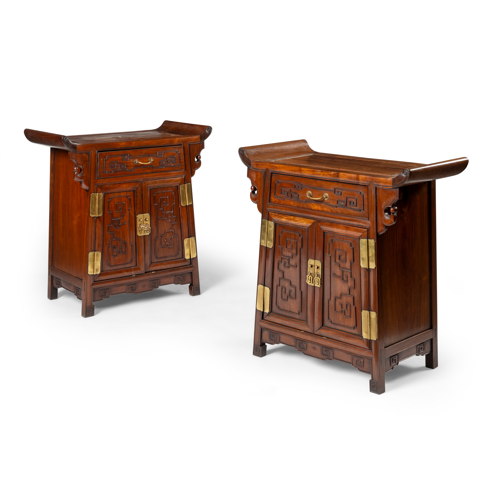 A PAIR OF CHINESE HARDWOOD SIDE CABINETS