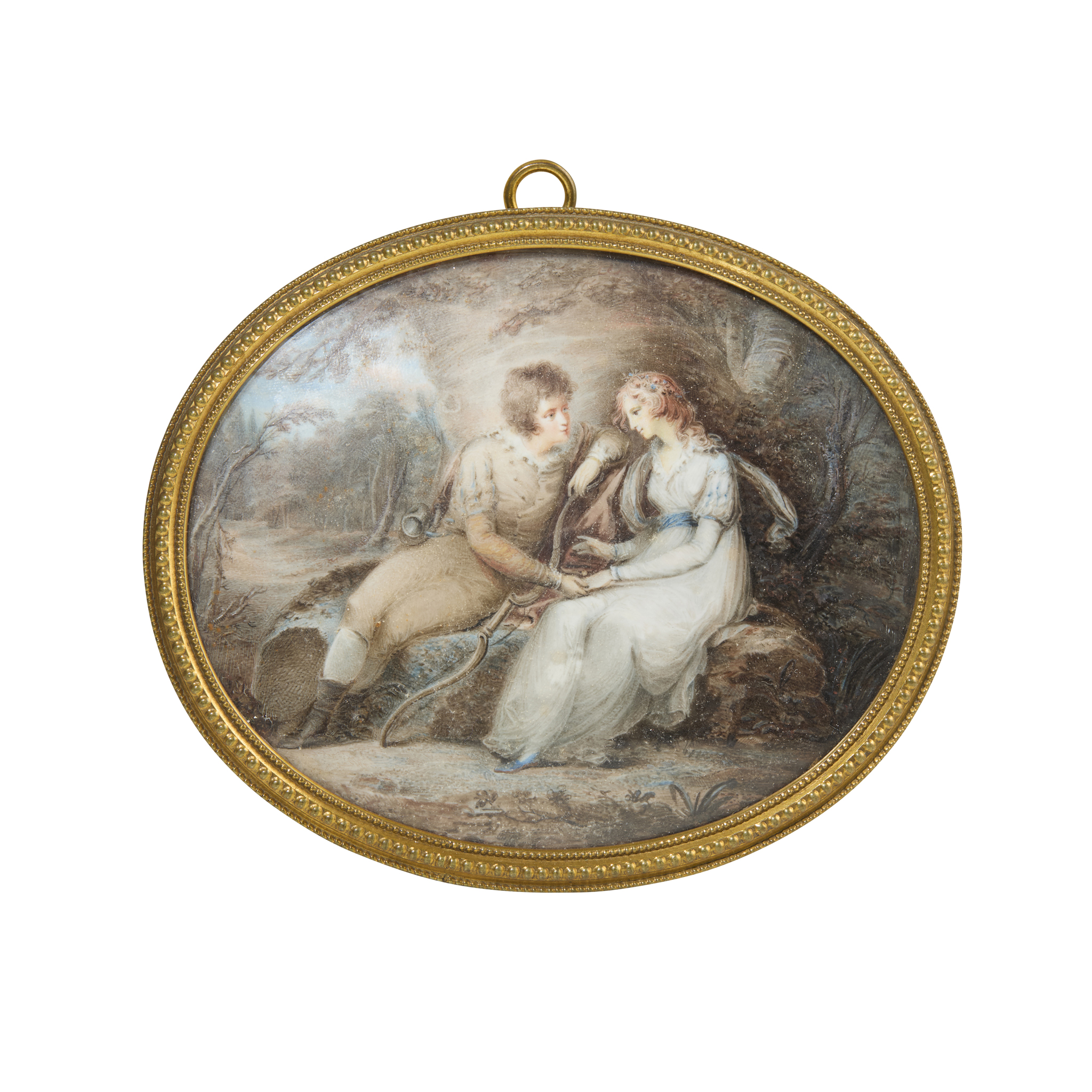 ENGLISH PORTRAIT MINIATURE OF A YOUNG COUPLE