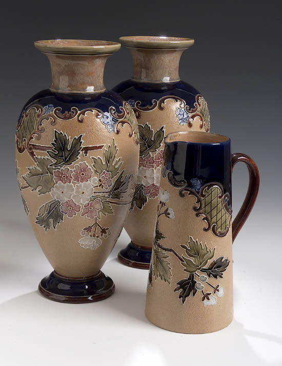 A pair of Royal Doulton stoneware vases