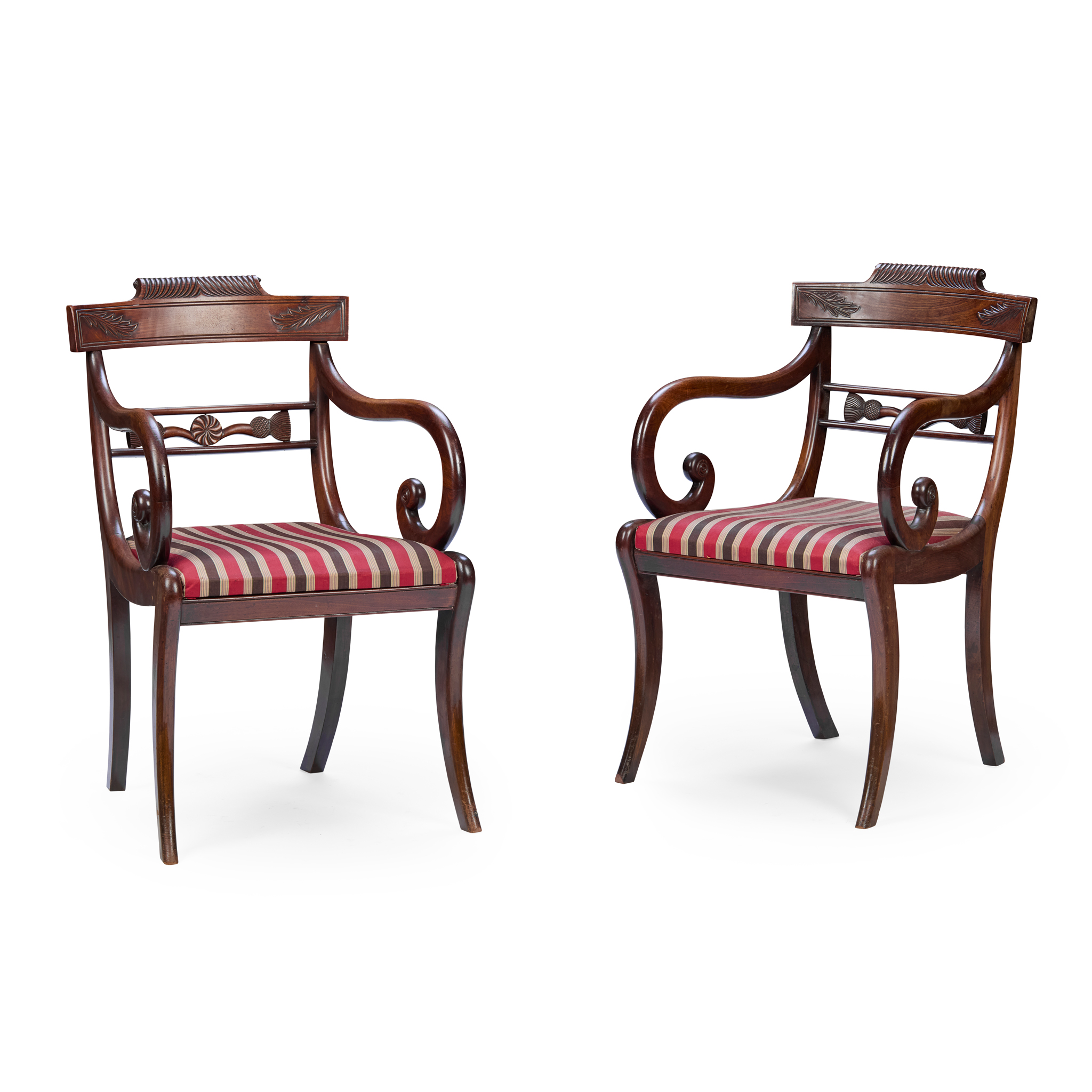 PAIR OF SCOTTISH REGENCY MAHOGANY ARMCHAIRS