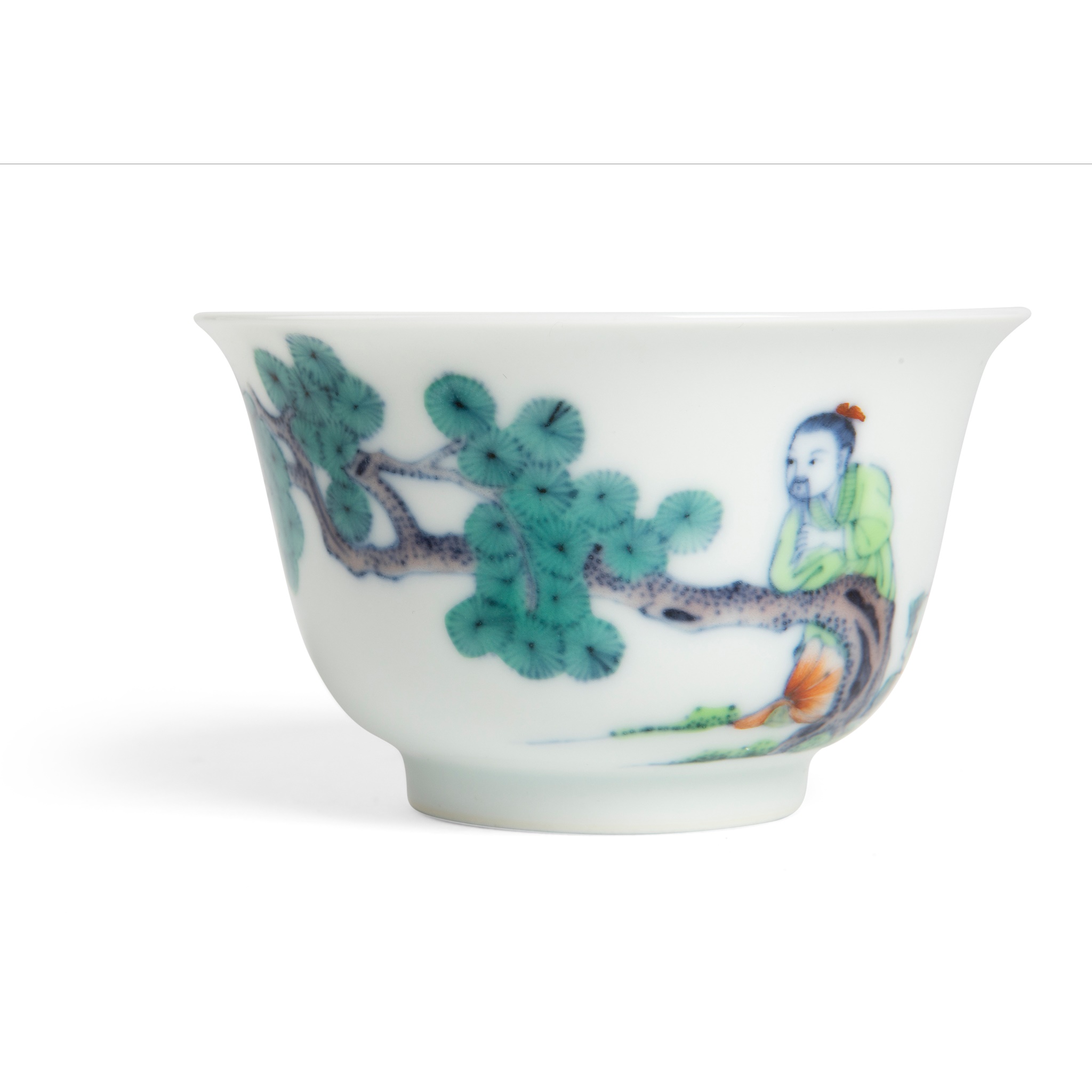 DOUCAI 'SCHOLAR AND PINE TREE' CUP