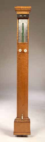 Adie & Son, Edinburgh A mid 19th century bird's eye maple cased stick barometer,
