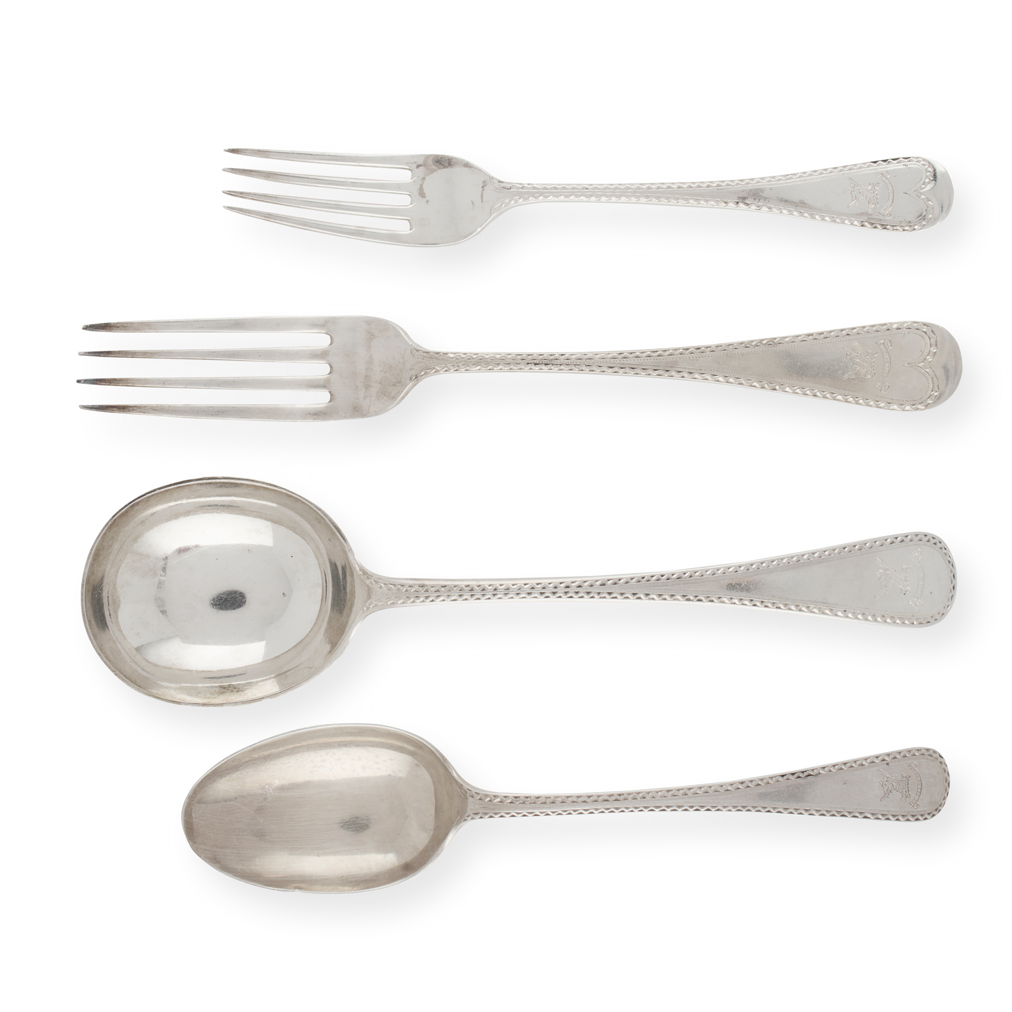 A GEORGE V BRIGHT-CUT PATTERN SUITE OF FLATWARE