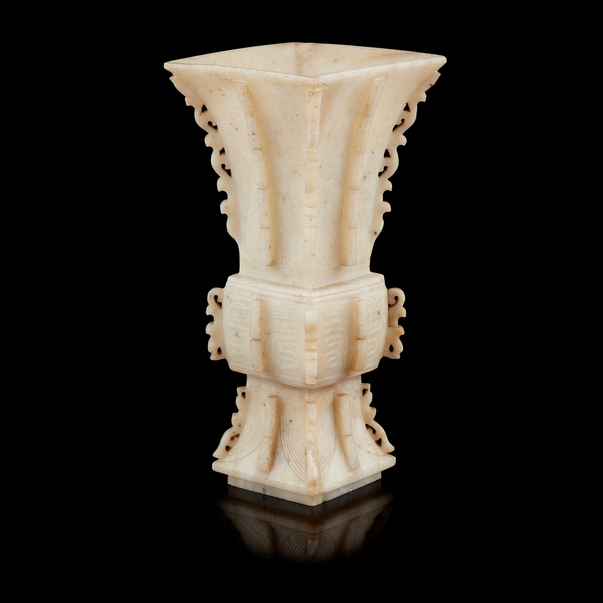 WHITE JADE 'FANG GU' VASE