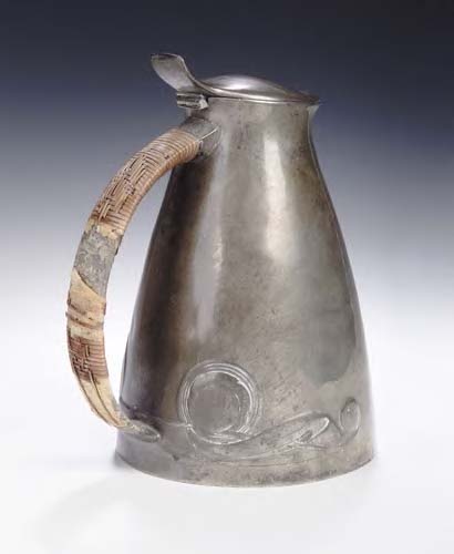 A Tudric pewter lidded jug,
