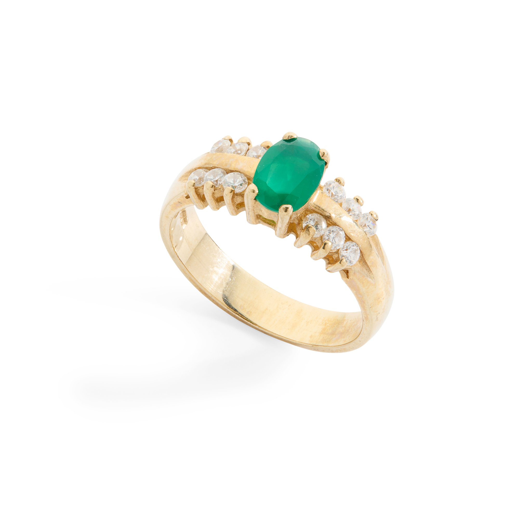 A 9ct gold emerald and diamond ring **Combined with line 7